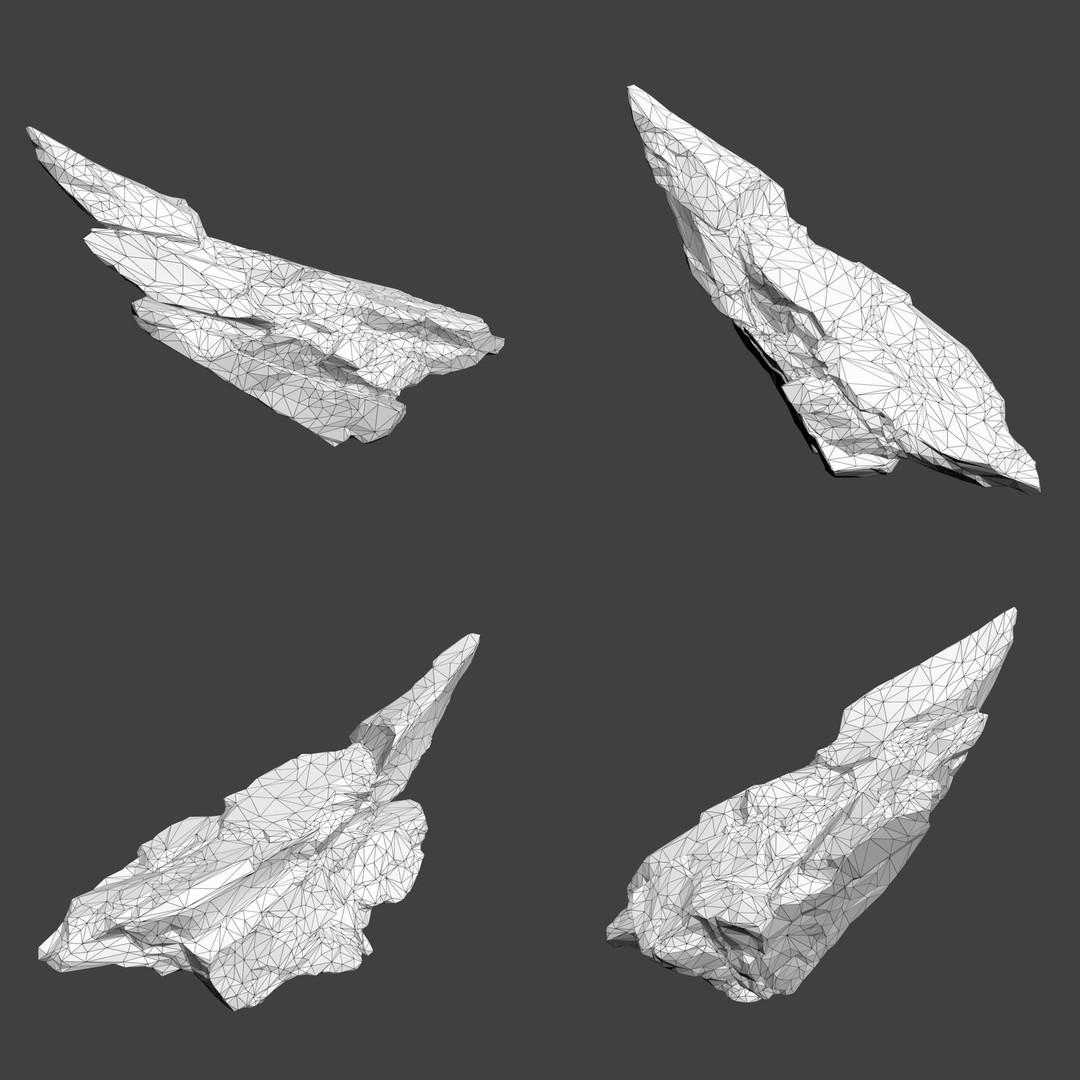 Sci-Fi Yellow Sharp Rock 3D Model – Low Poly Game Asset, FBX & OBJ - View 5
