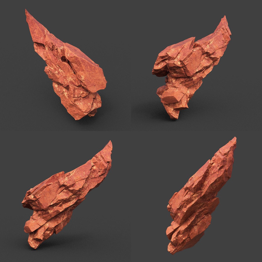 Sci-Fi Yellow Sharp Rock 3D Model – Low Poly Game Asset, FBX & OBJ - View 7