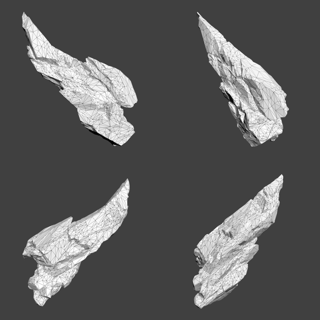 Sci-Fi Yellow Sharp Rock 3D Model – Low Poly Game Asset, FBX & OBJ - View 8