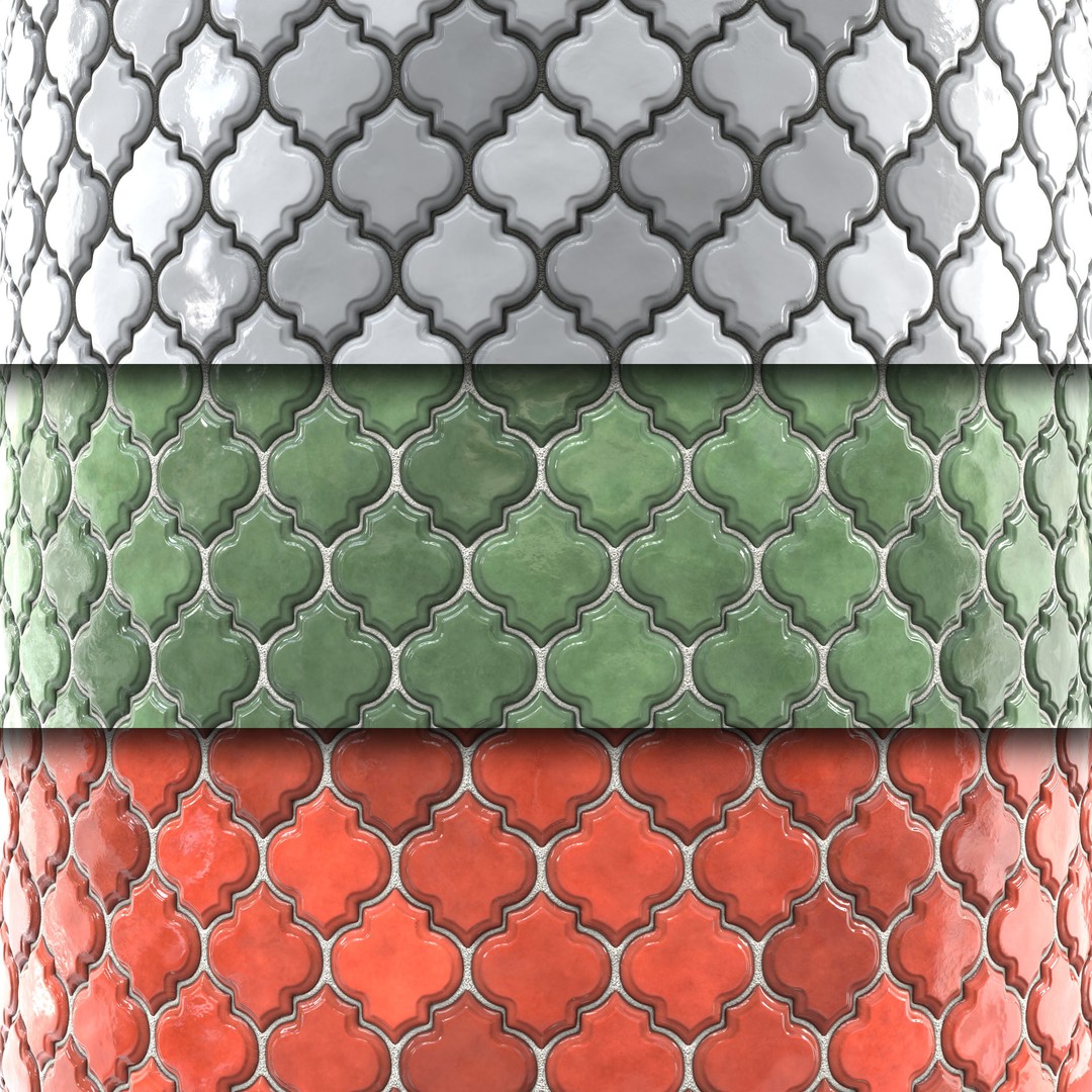 Kitchen Glaze Tile PBR Texture 3D Model – 7 Color Variants, OBJ - View 3