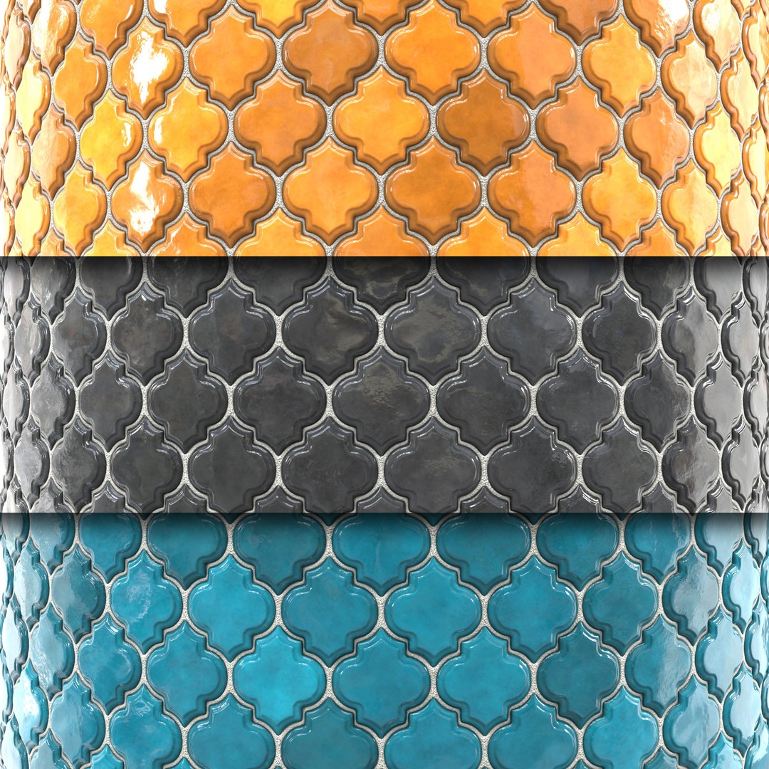 Kitchen Glaze Tile PBR Texture 3D Model – 7 Color Variants, OBJ - View 4
