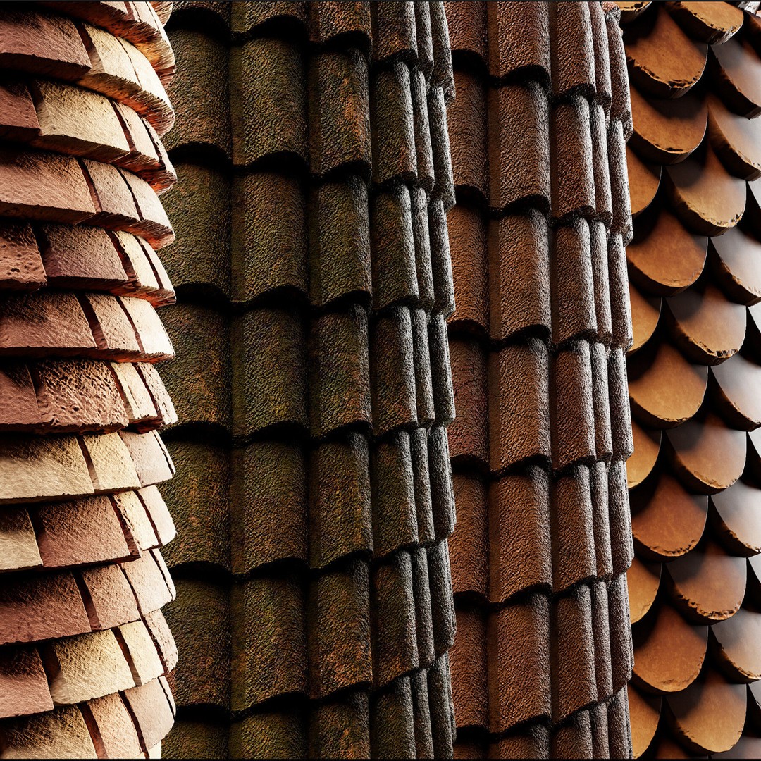 Roof Material 3D Model – 15 High Quality SBSAR Textures for Games