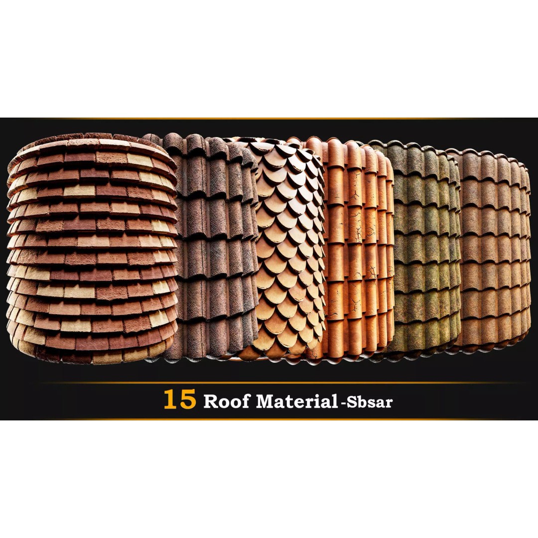 Roof Material 3D Model – 15 High Quality SBSAR Textures for Games - View 2