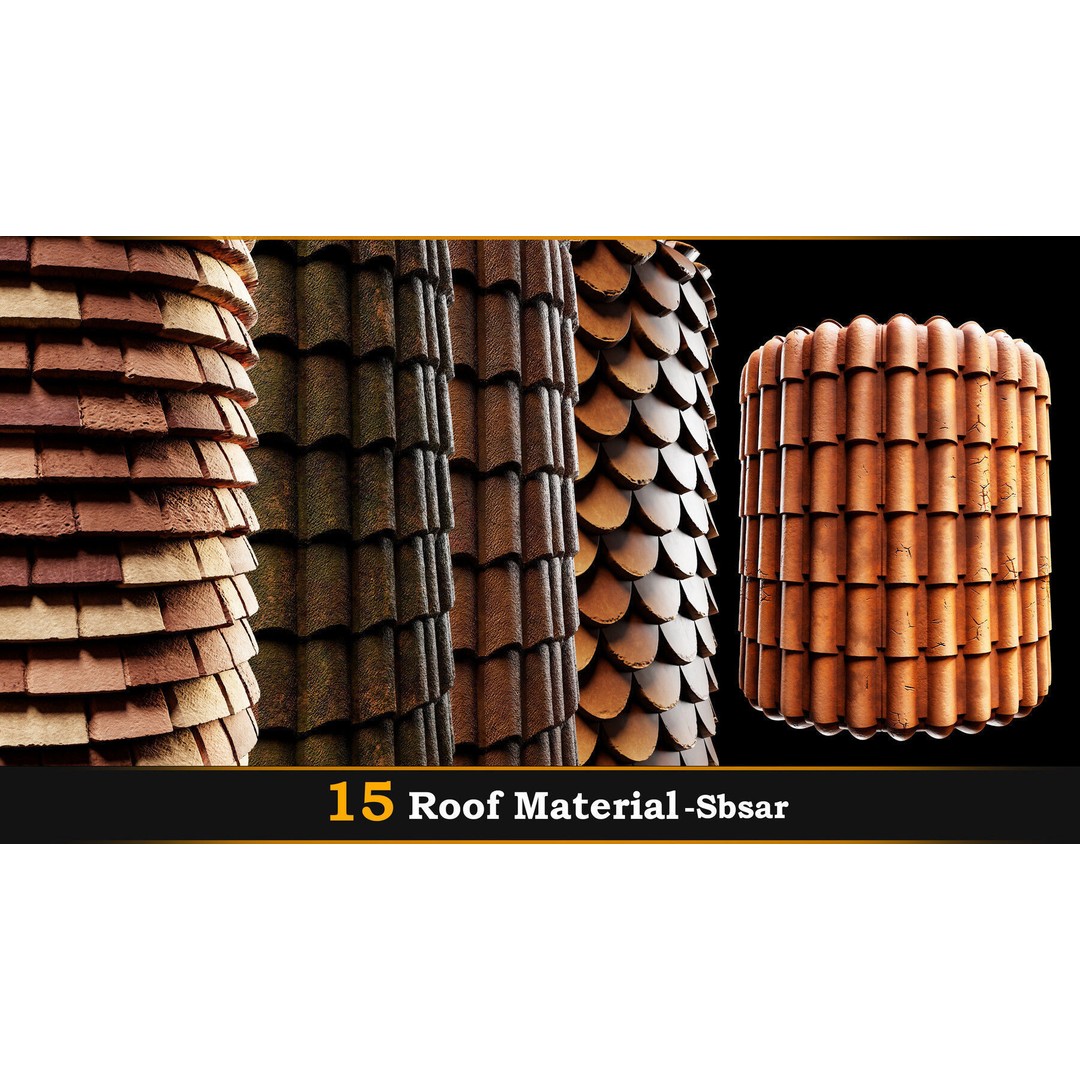 Roof Material 3D Model – 15 High Quality SBSAR Textures for Games - View 3