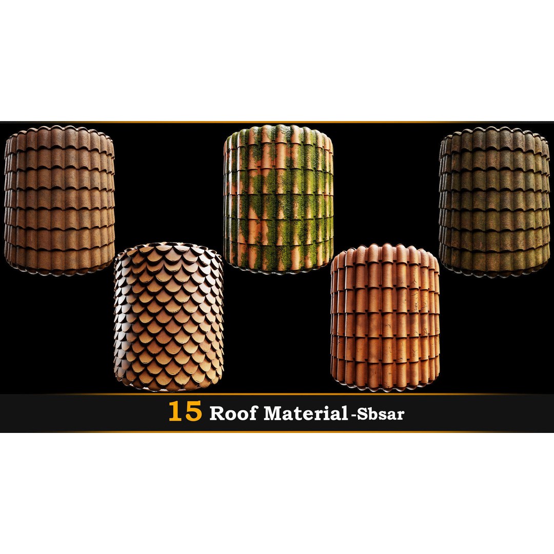 Roof Material 3D Model – 15 High Quality SBSAR Textures for Games - View 4