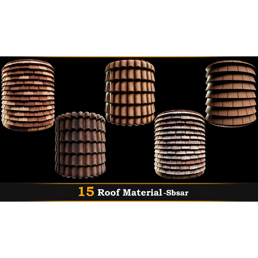 Roof Material 3D Model – 15 High Quality SBSAR Textures for Games - View 5