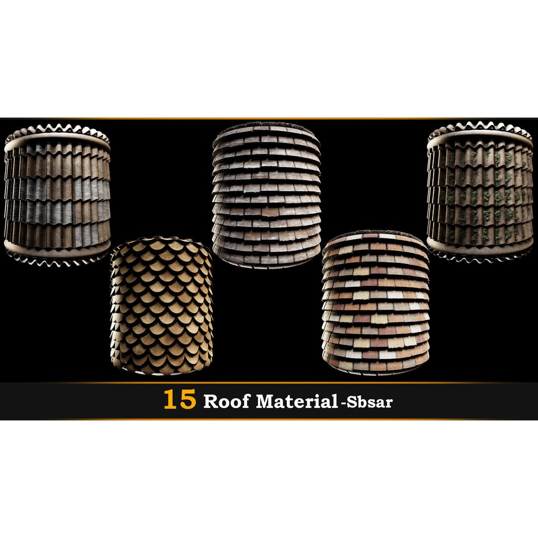 Roof Material 3D Model – 15 High Quality SBSAR Textures for Games - View 6