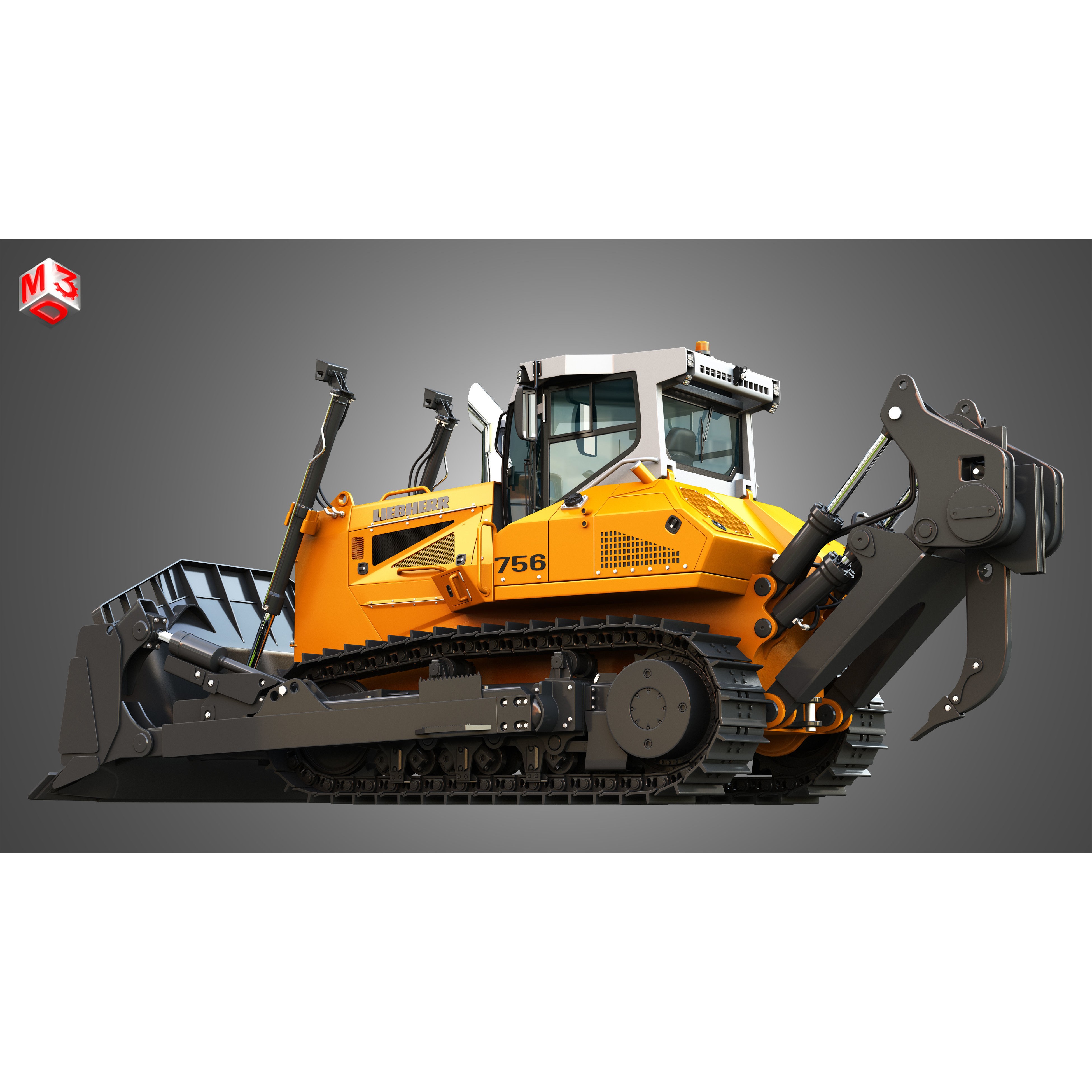 Liebherr PR 756 Litronic Crawler Dozer - High-Detail 3D Model - View 11
