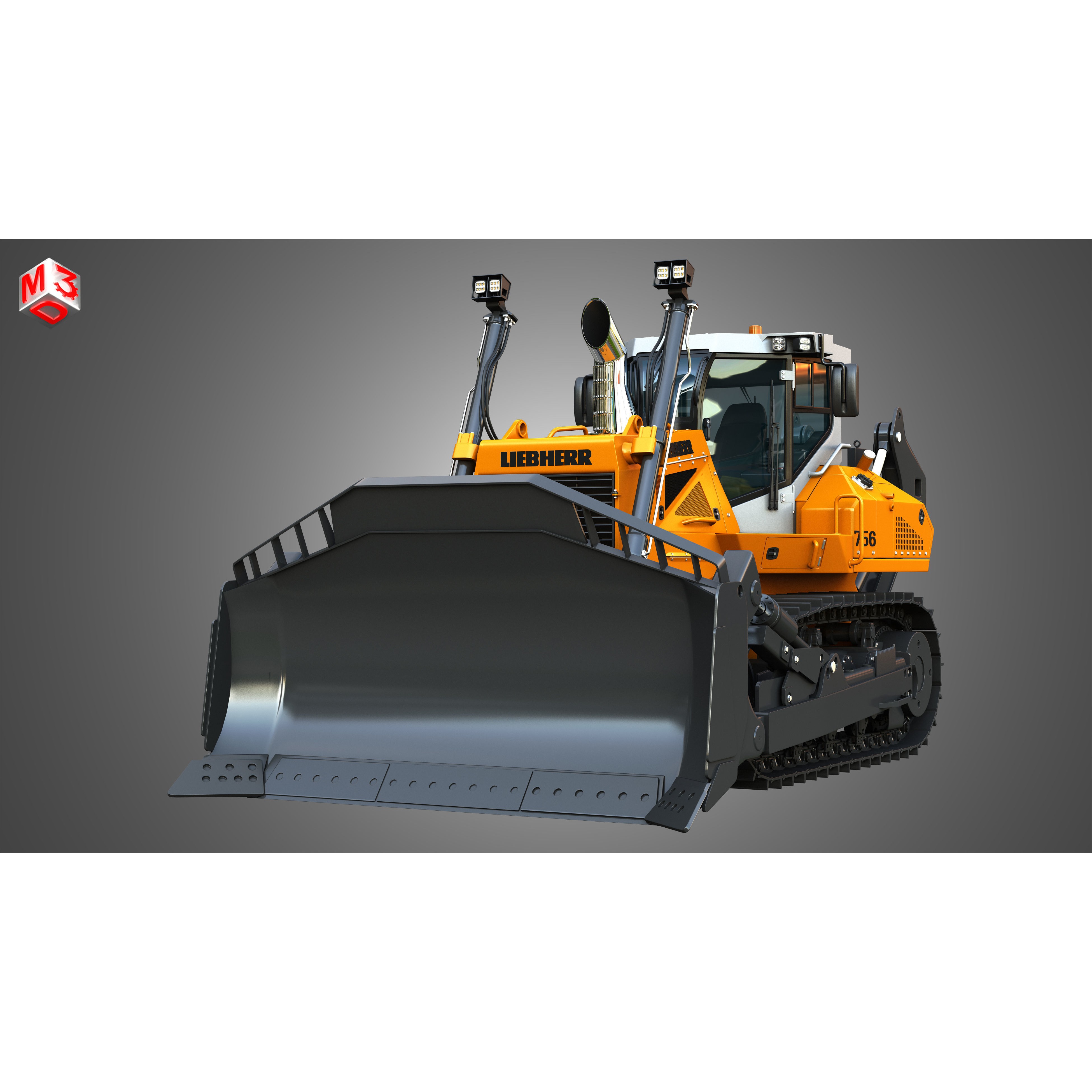 Liebherr PR 756 Litronic Crawler Dozer - High-Detail 3D Model - View 12