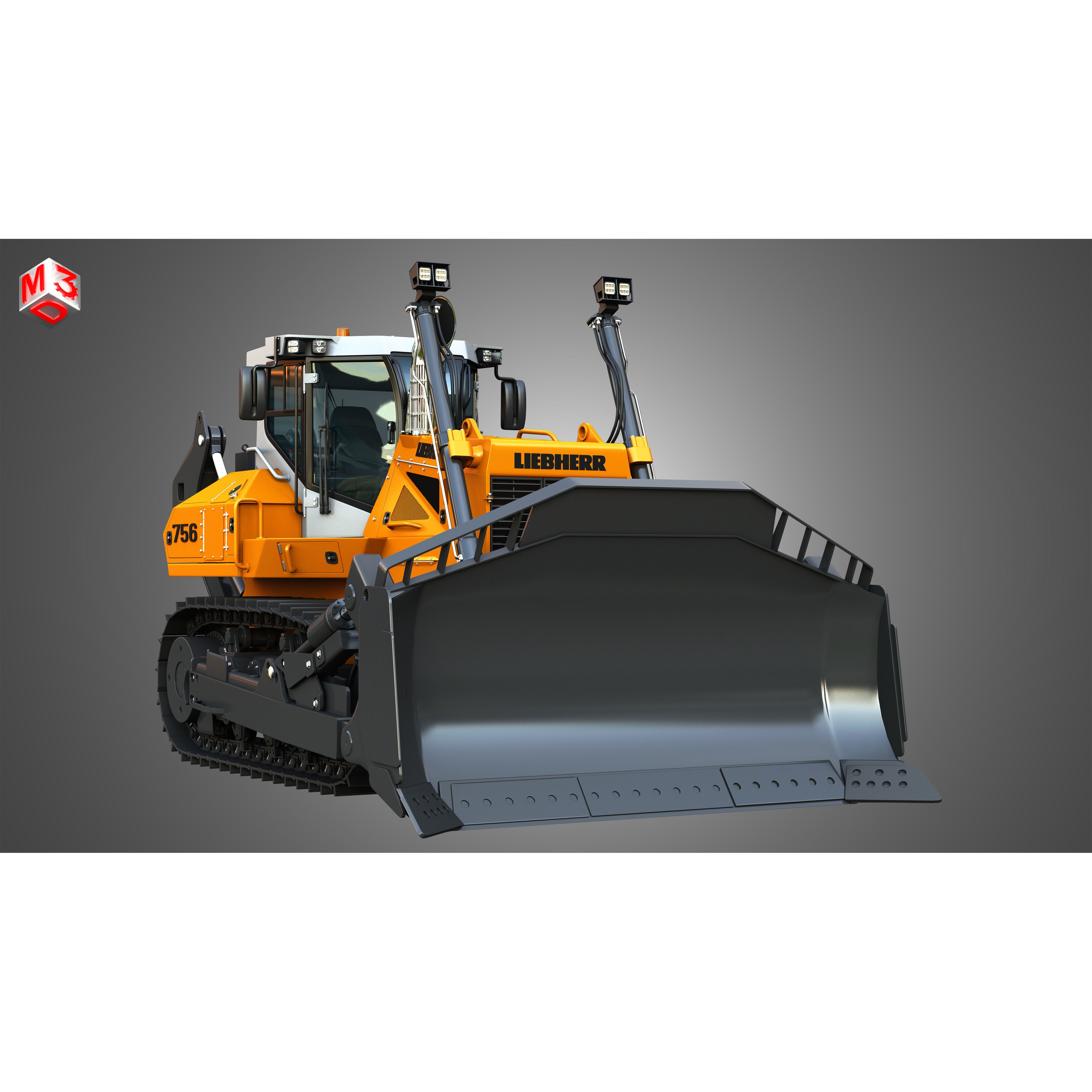 Liebherr PR 756 Litronic Crawler Dozer - High-Detail 3D Model - View 14