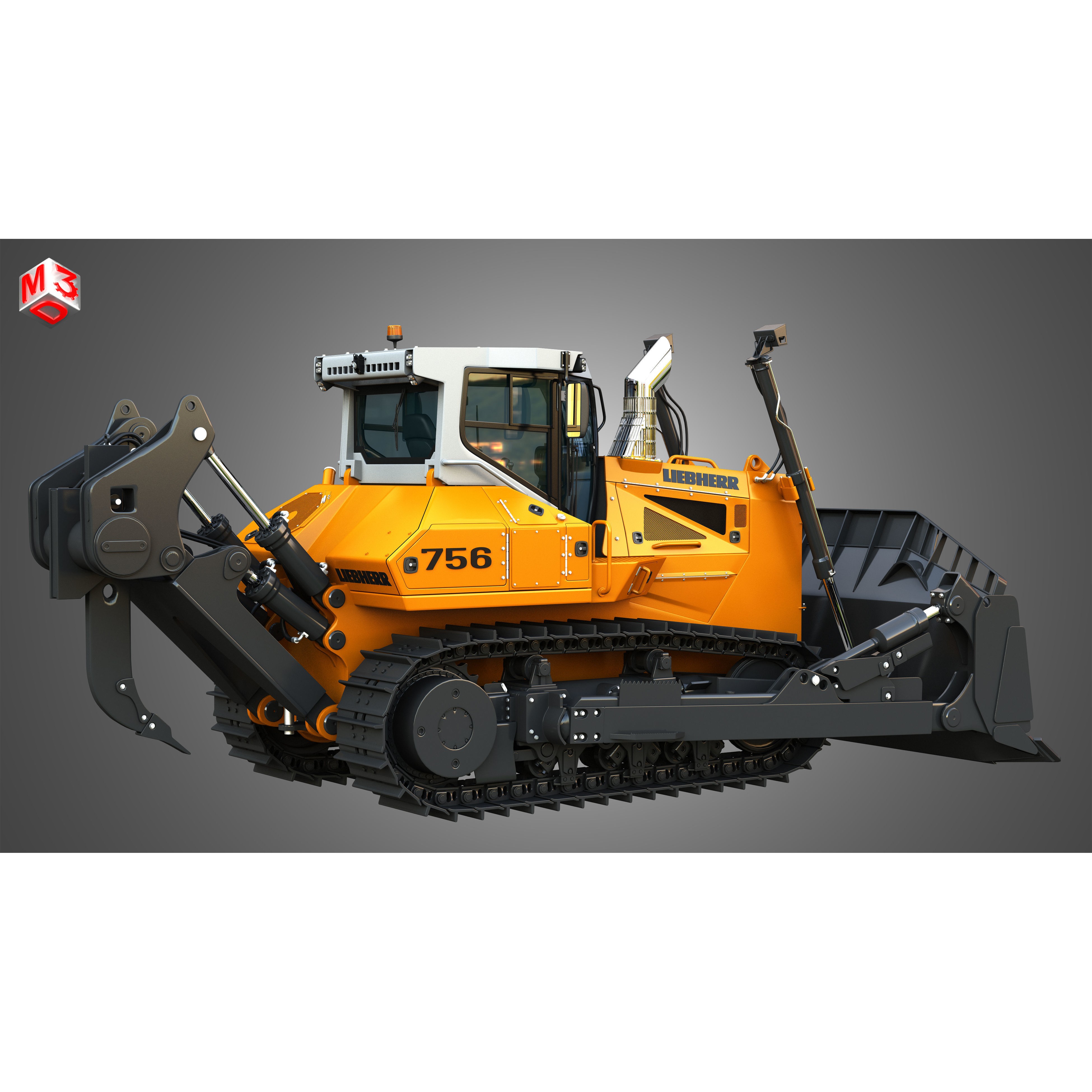 Liebherr PR 756 Litronic Crawler Dozer - High-Detail 3D Model - View 17
