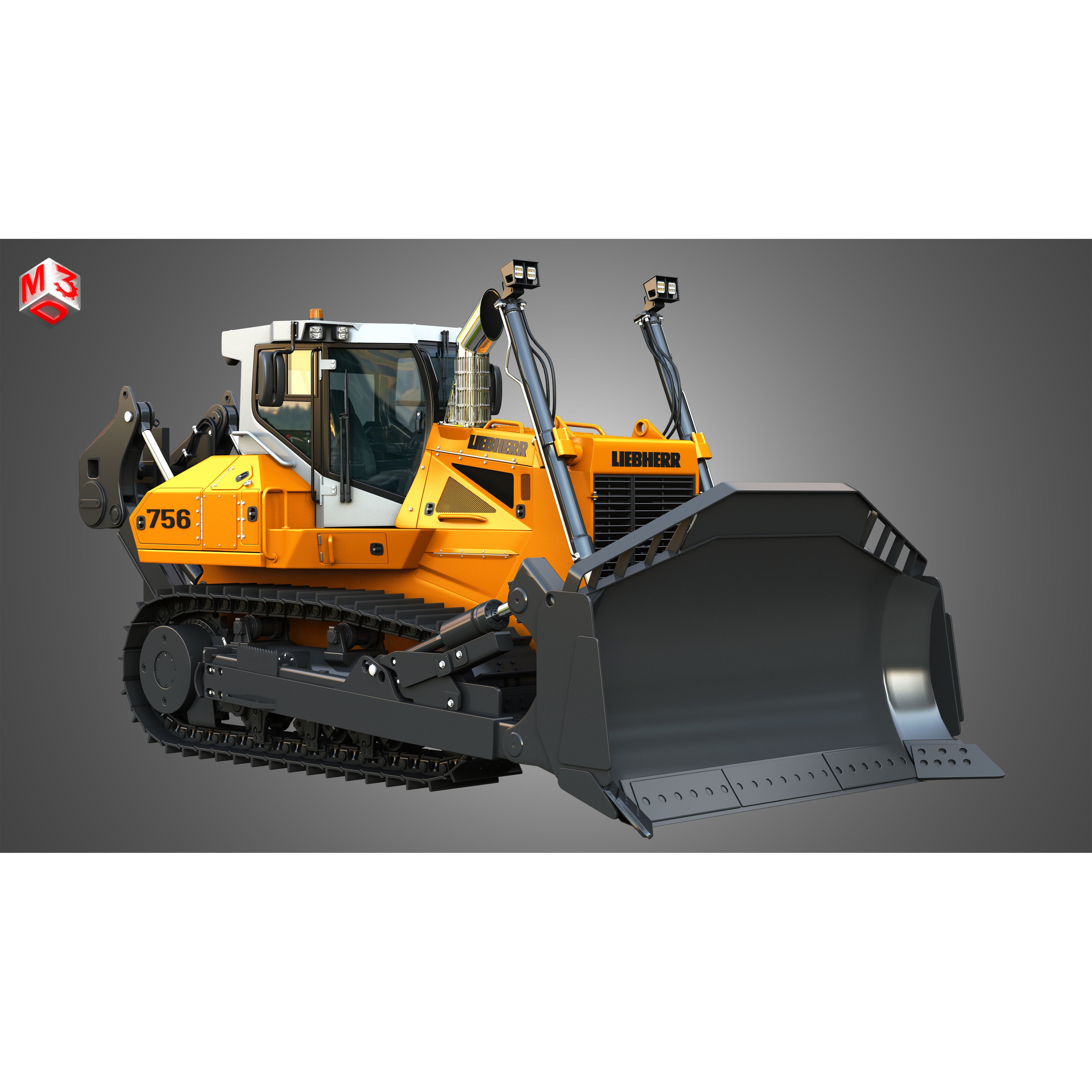 Liebherr PR 756 Litronic Crawler Dozer - High-Detail 3D Model - View 4