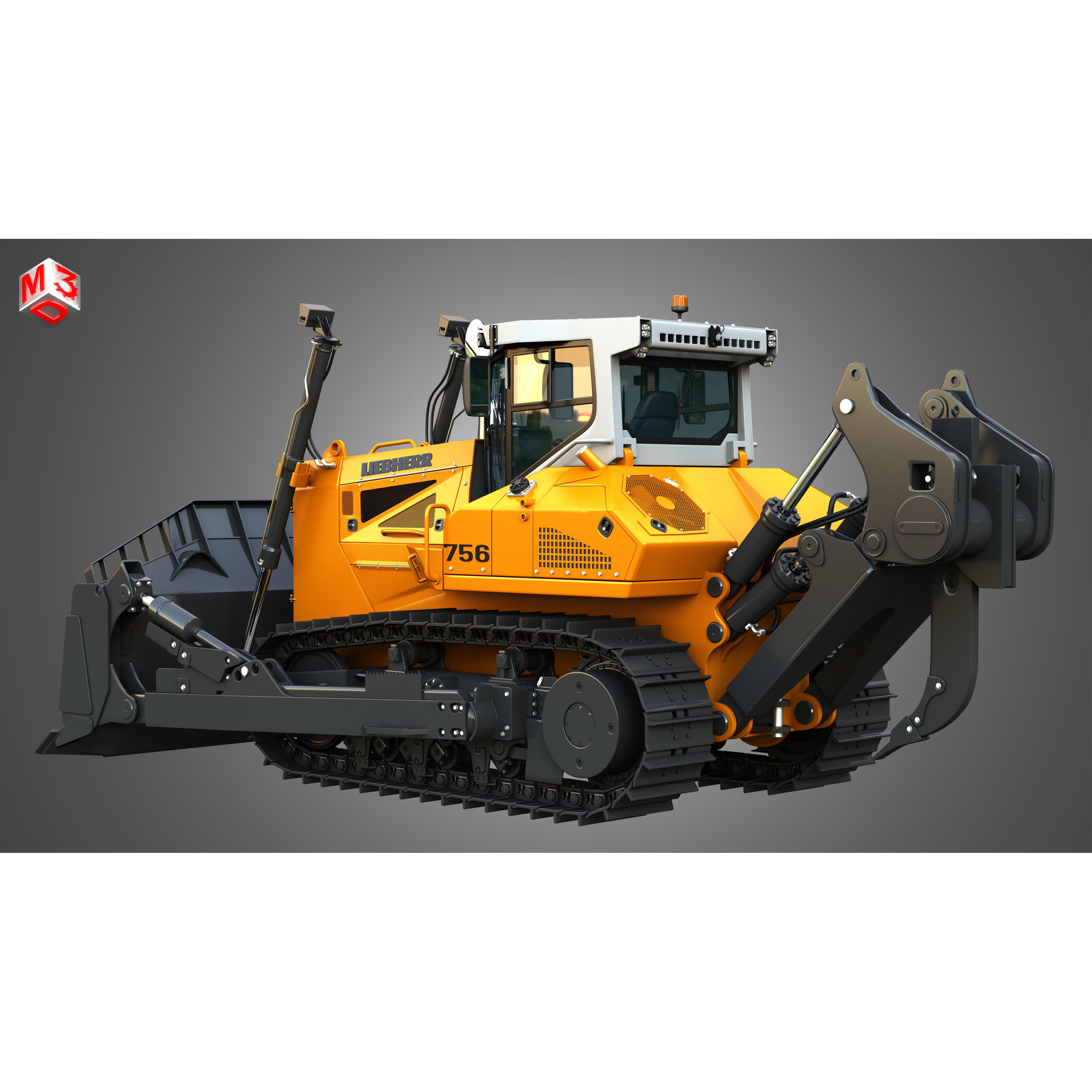 Liebherr PR 756 Litronic Crawler Dozer - High-Detail 3D Model - View 5