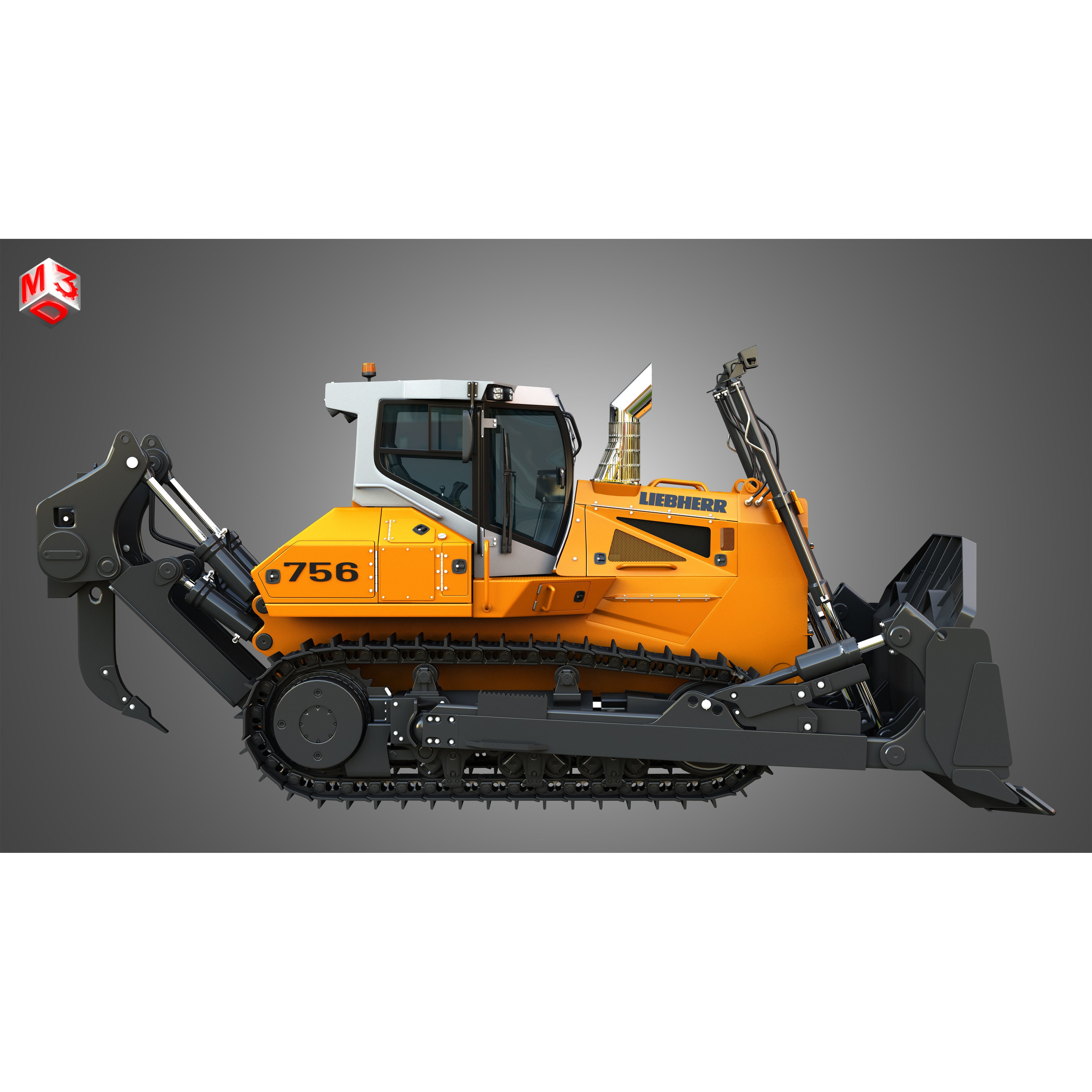 Liebherr PR 756 Litronic Crawler Dozer - High-Detail 3D Model - View 7