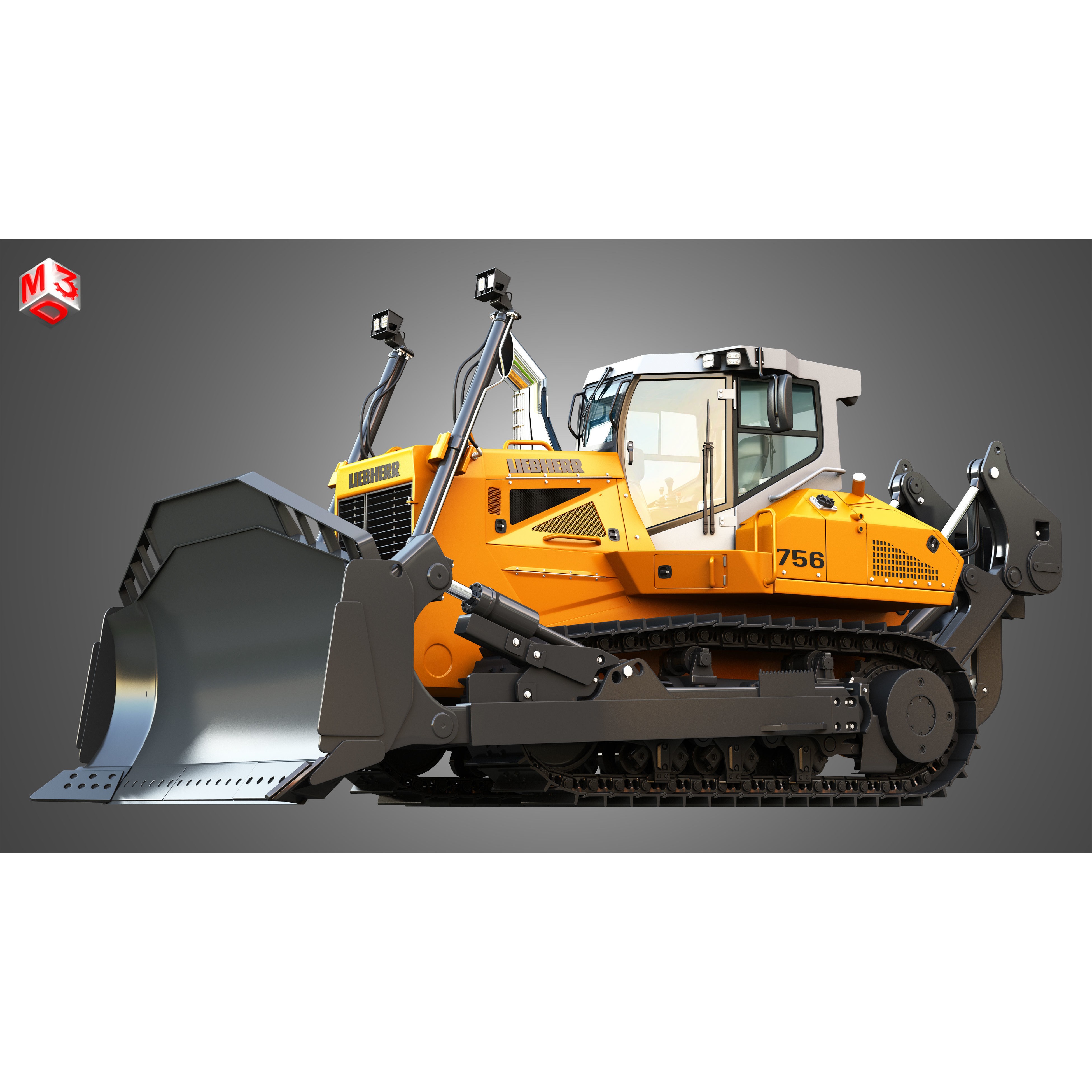 Liebherr PR 756 Litronic Crawler Dozer - High-Detail 3D Model - View 8