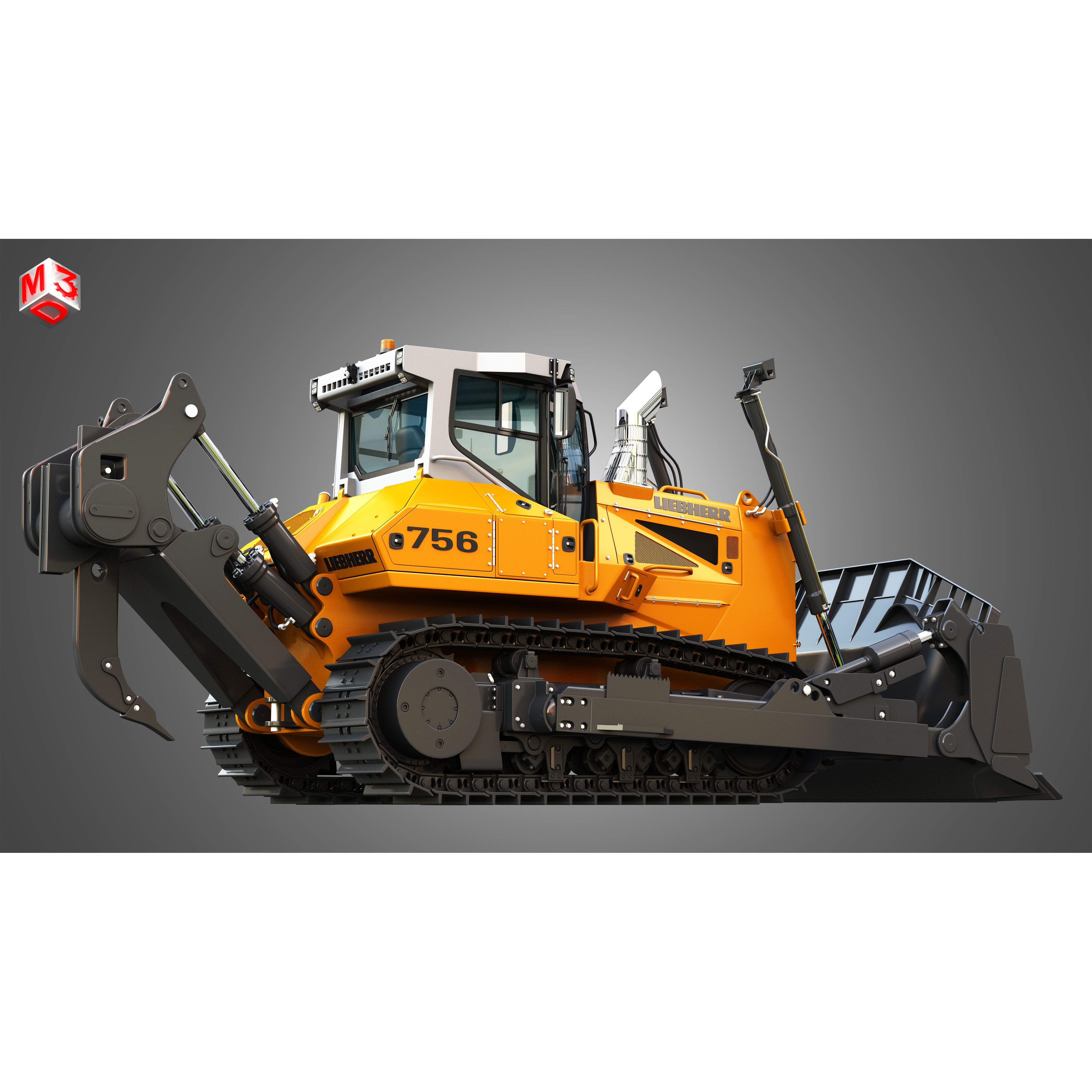 Liebherr PR 756 Litronic Crawler Dozer - High-Detail 3D Model - View 9