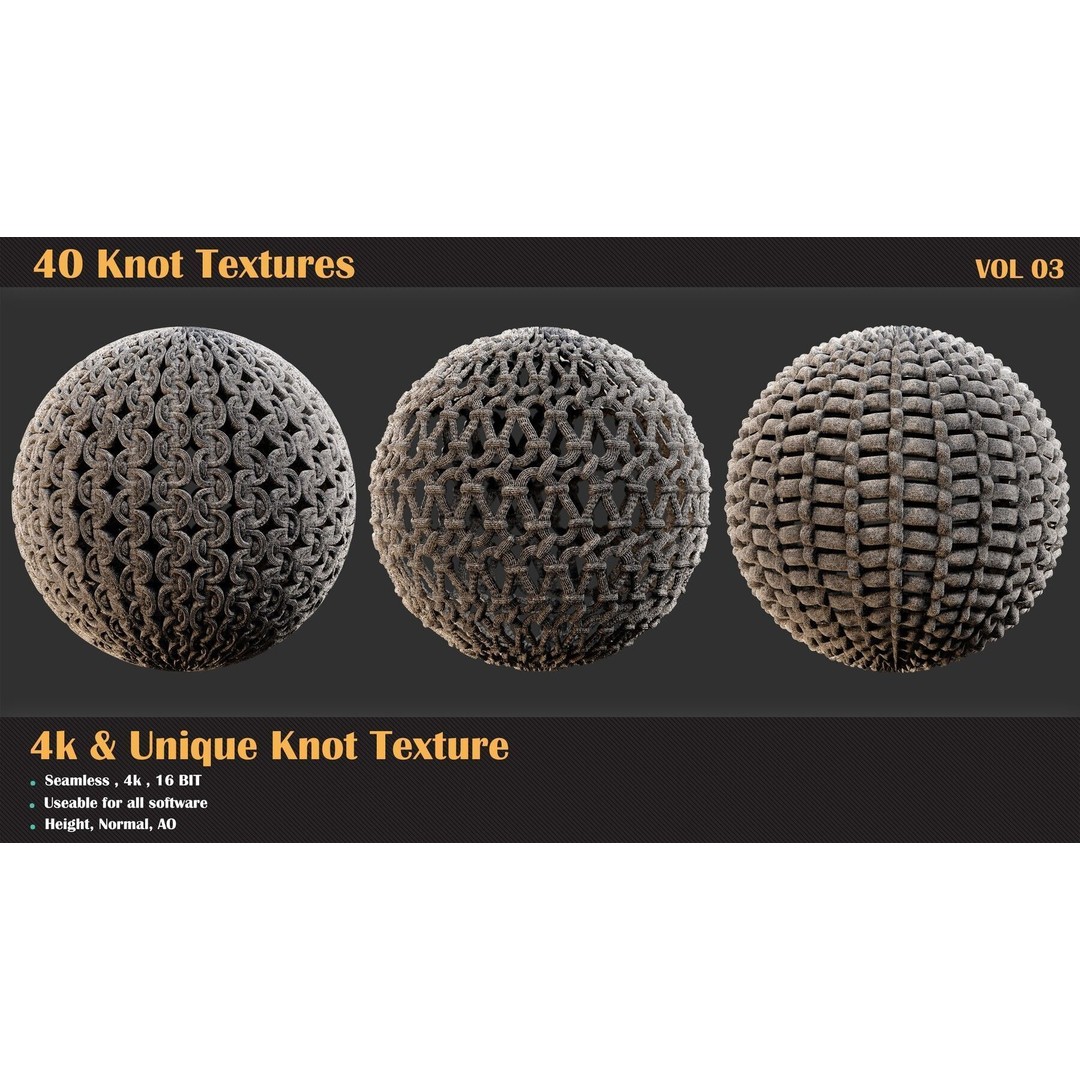 40 Tileable Knot Pattern 3D Model – High-Quality Textures, PBR Formats - View 4