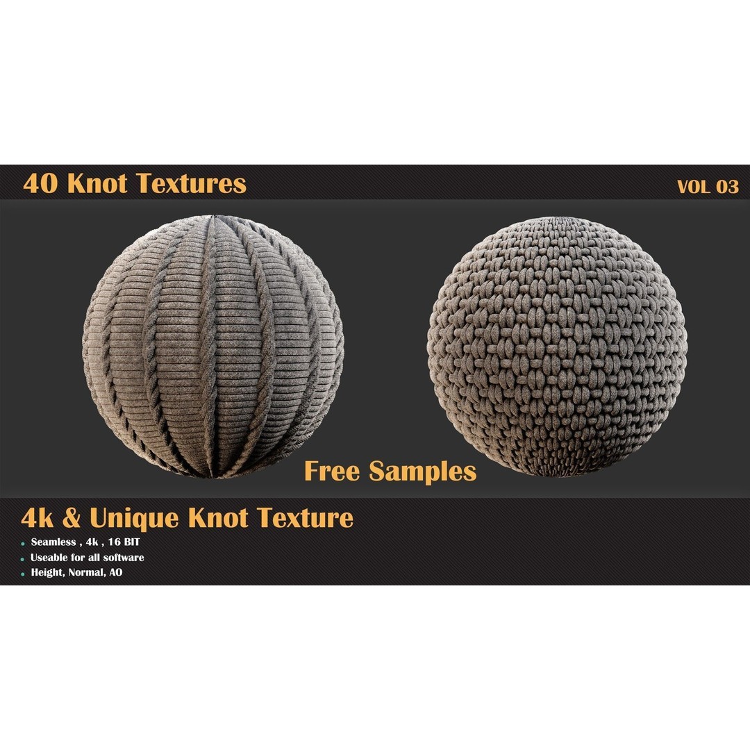 40 Tileable Knot Pattern 3D Model – High-Quality Textures, PBR Formats - View 5