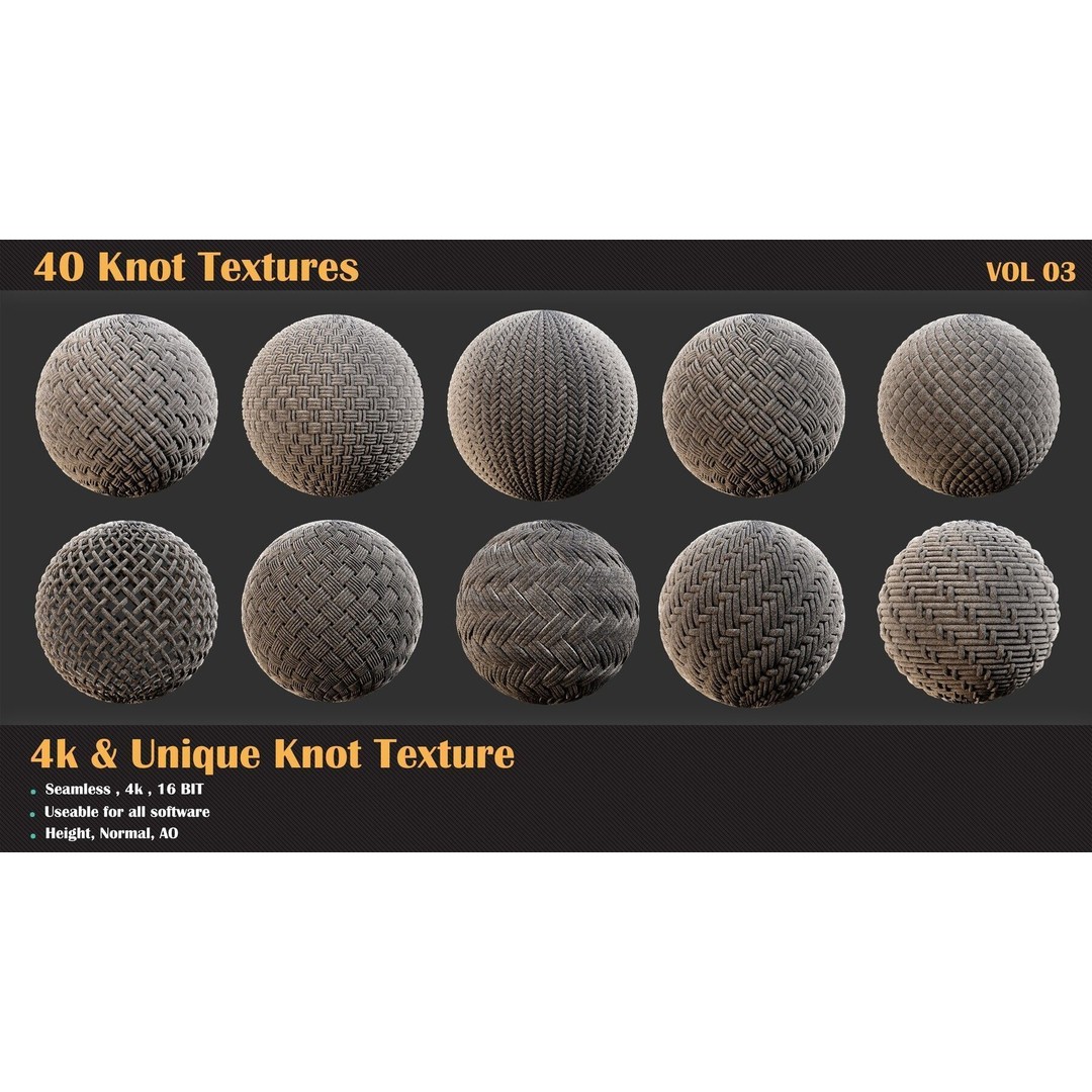 40 Tileable Knot Pattern 3D Model – High-Quality Textures, PBR Formats - View 7
