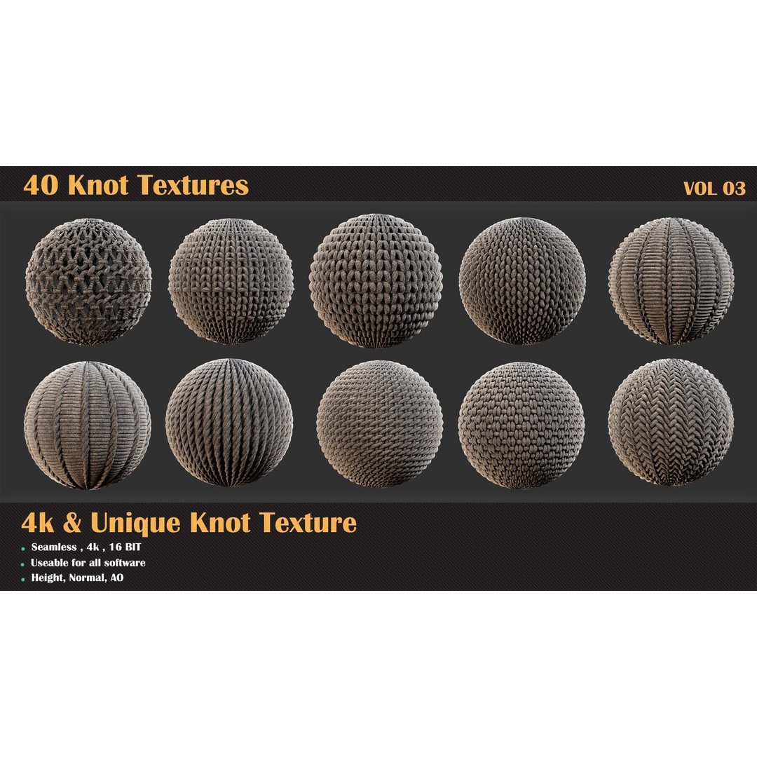40 Tileable Knot Pattern 3D Model – High-Quality Textures, PBR Formats - View 8