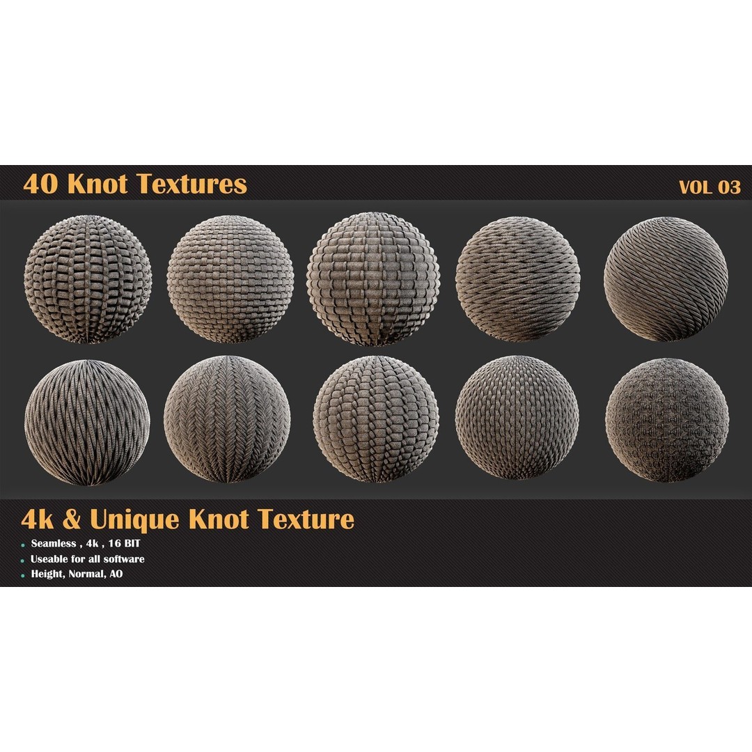 40 Tileable Knot Pattern 3D Model – High-Quality Textures, PBR Formats - View 9