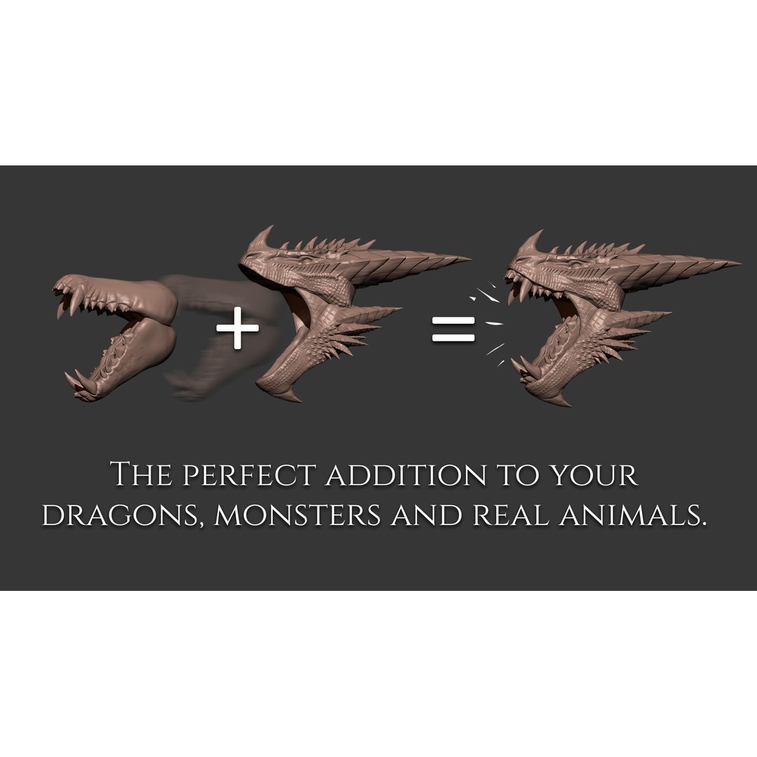 Creature Jaws 3D Model – ZBrush Brushes Set with Tongues and Teeth - View 6