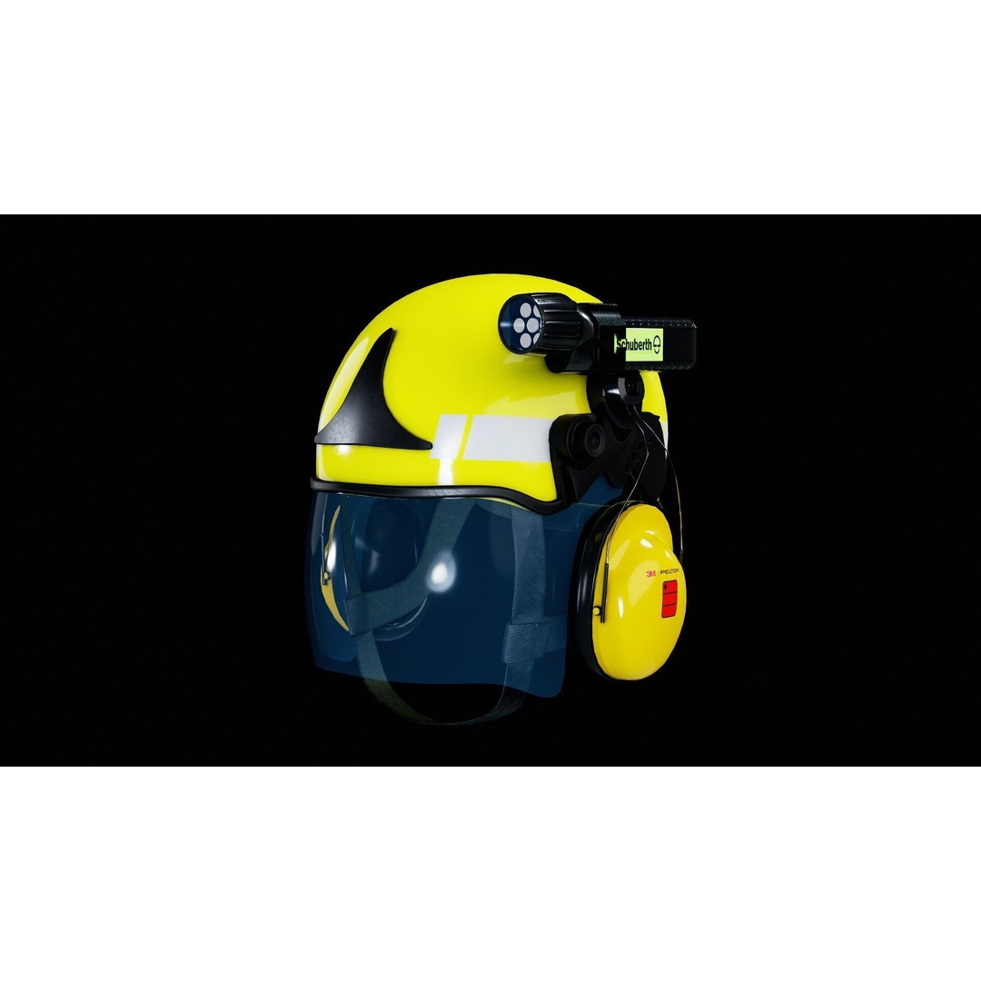 Schuberth F300 Firefighter Helmet 3D Model – Low Poly Game Asset, FBX, OBJ, Blender - View 10
