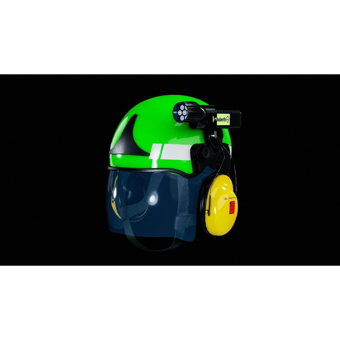 Schuberth F300 Firefighter Helmet 3D Model – Low Poly Game Asset, FBX, OBJ, Blender - View 11