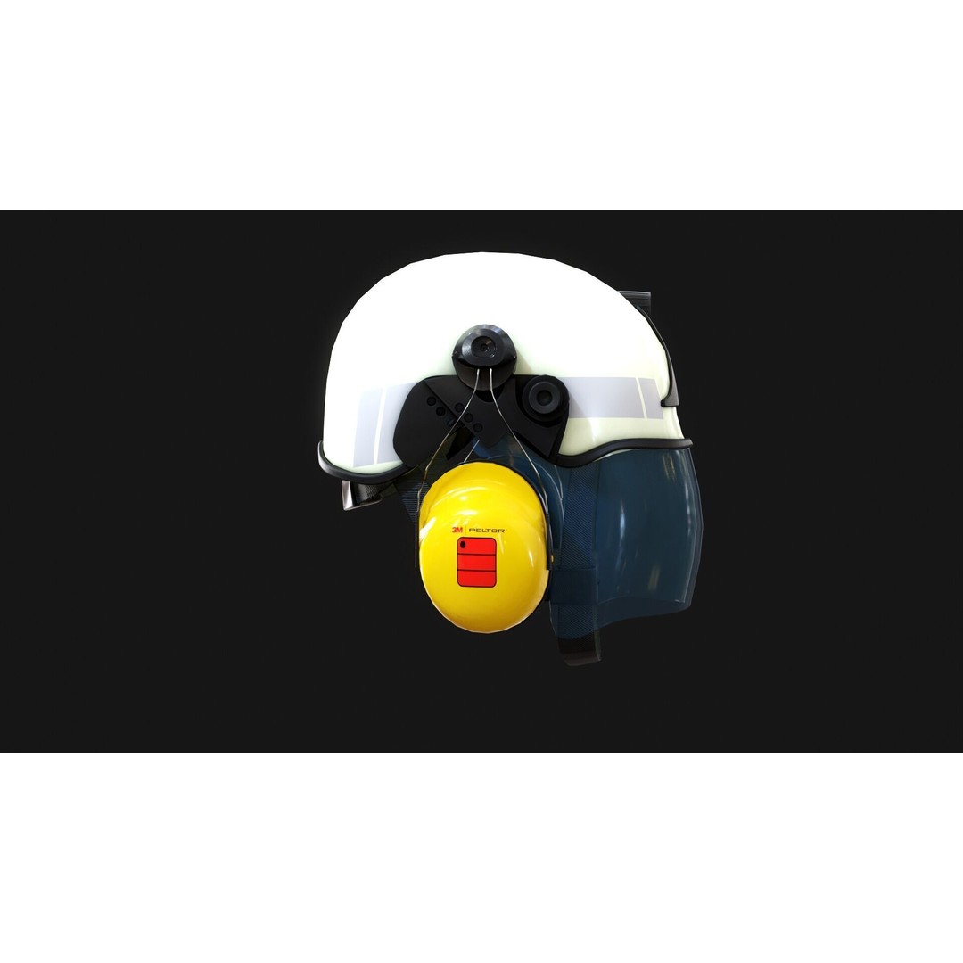 Schuberth F300 Firefighter Helmet 3D Model – Low Poly Game Asset, FBX, OBJ, Blender - View 5