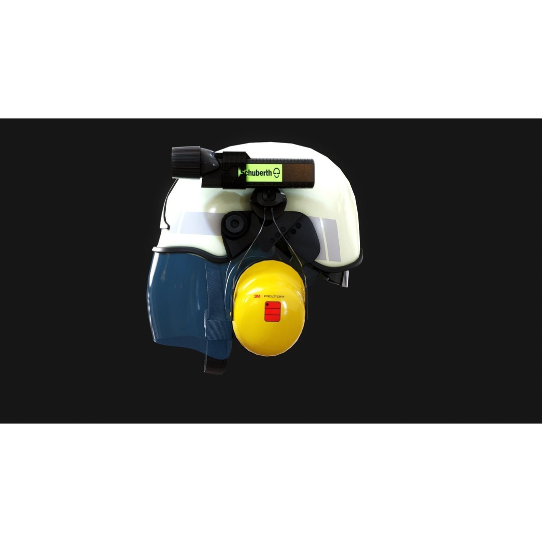 Schuberth F300 Firefighter Helmet 3D Model – Low Poly Game Asset, FBX, OBJ, Blender - View 7