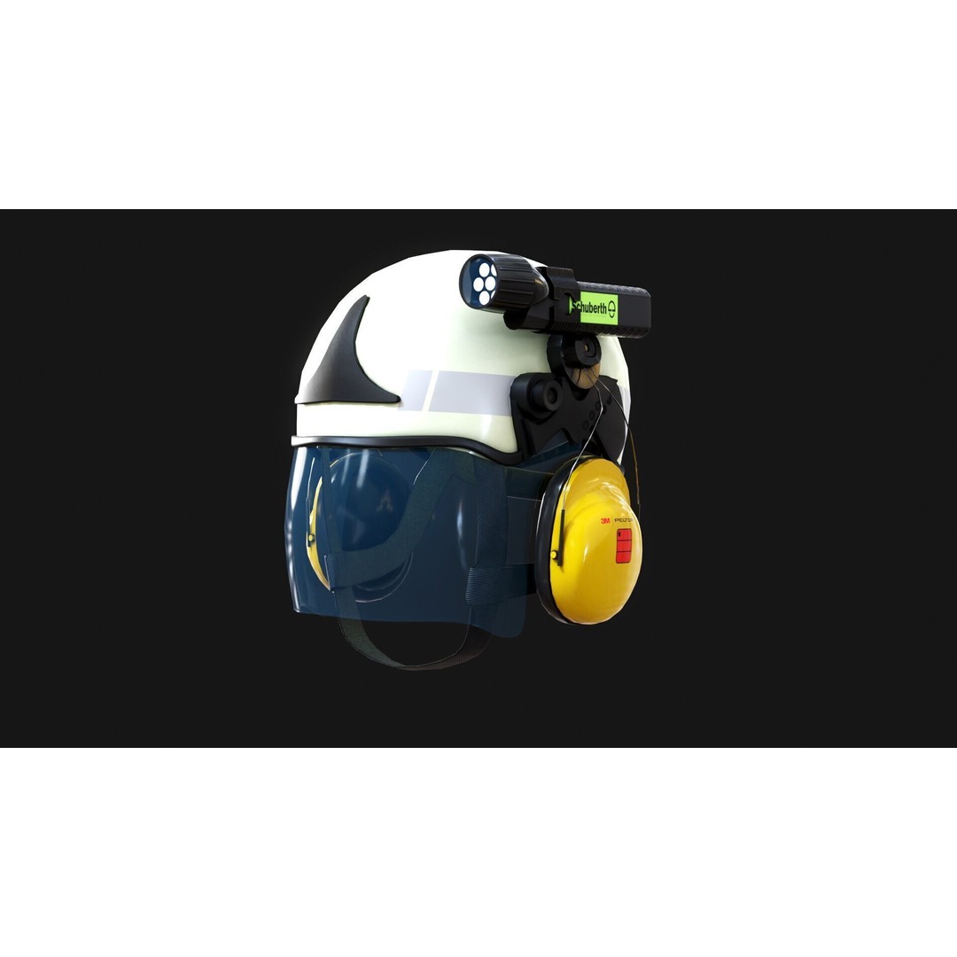 Schuberth F300 Firefighter Helmet 3D Model – Low Poly Game Asset, FBX, OBJ, Blender - View 8