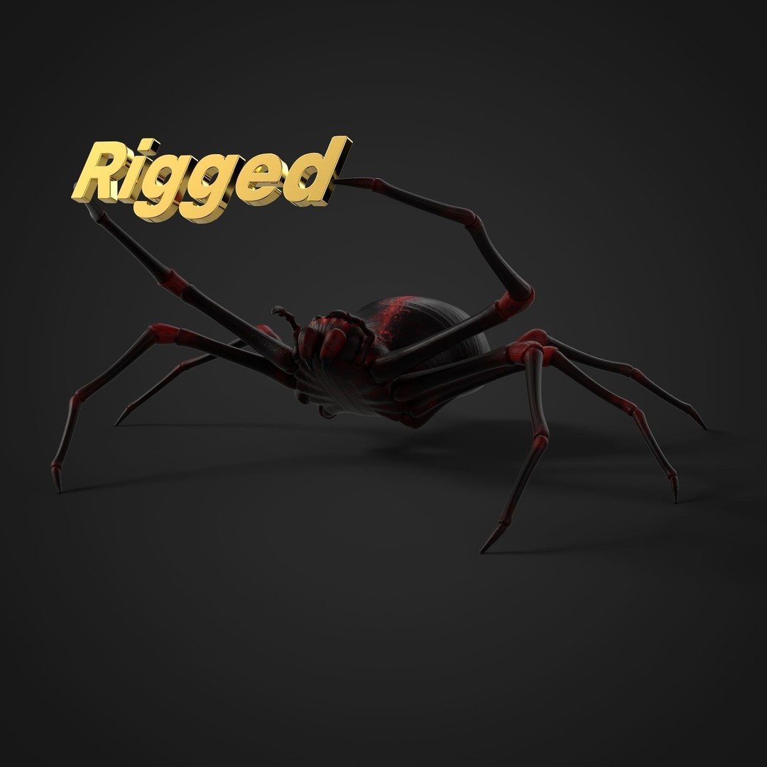 Rigged Spider 3D Model – Low Poly Creature with 8K PBR Textures, FBX - View 12