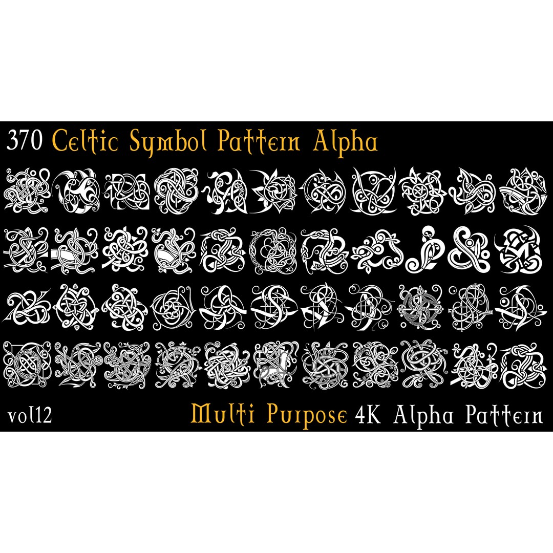 Celtic Symbol Pattern Alpha 3D Model – 370 Alphas, 4k PNGs - View 4