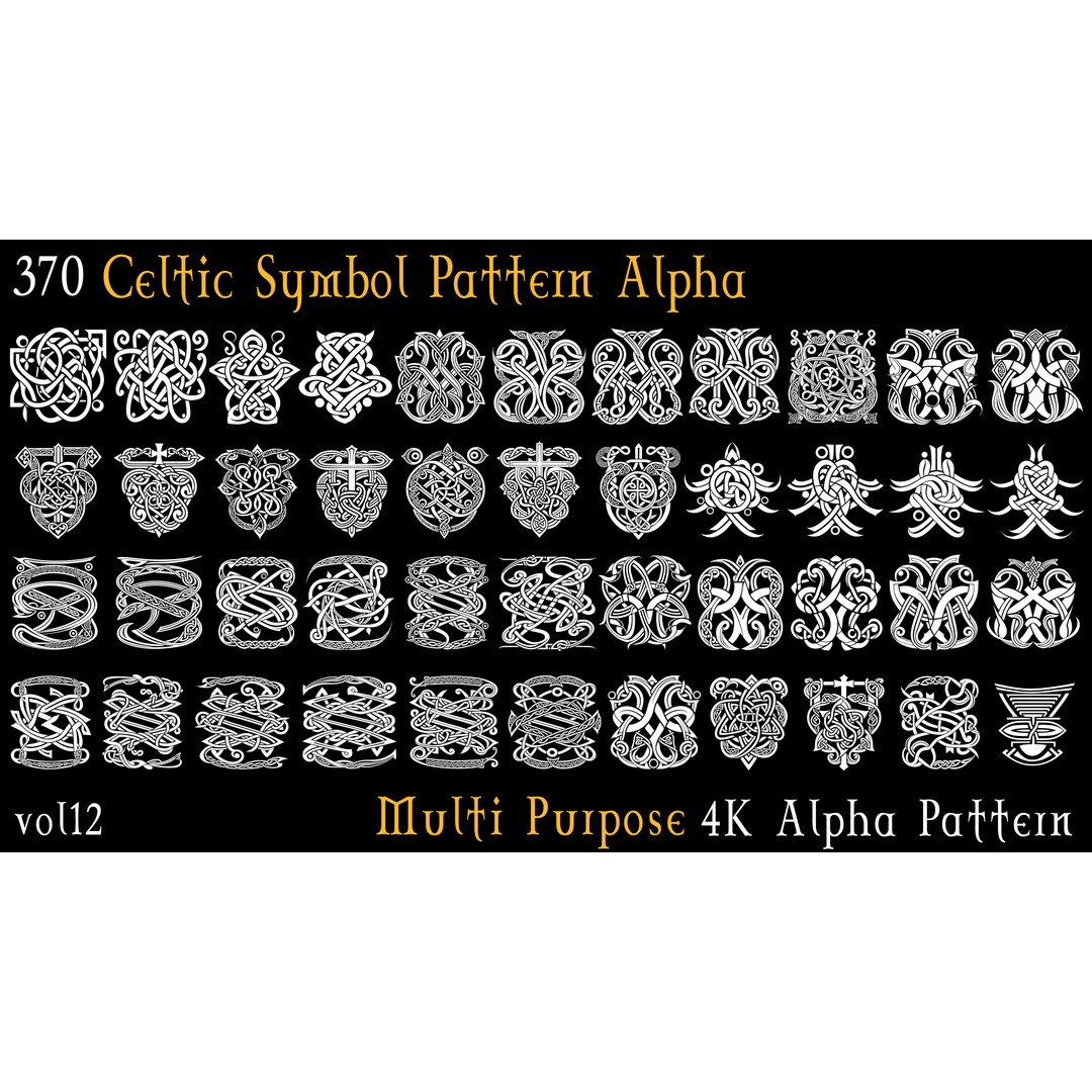Celtic Symbol Pattern Alpha 3D Model – 370 Alphas, 4k PNGs - View 5