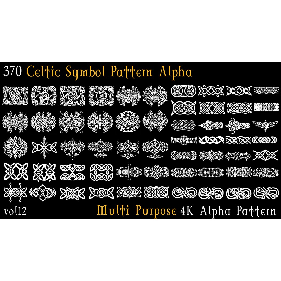 Celtic Symbol Pattern Alpha 3D Model – 370 Alphas, 4k PNGs - View 6