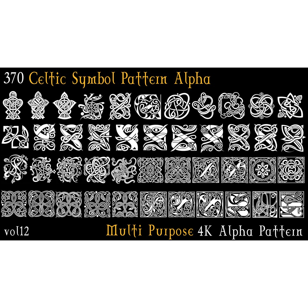 Celtic Symbol Pattern Alpha 3D Model – 370 Alphas, 4k PNGs - View 7