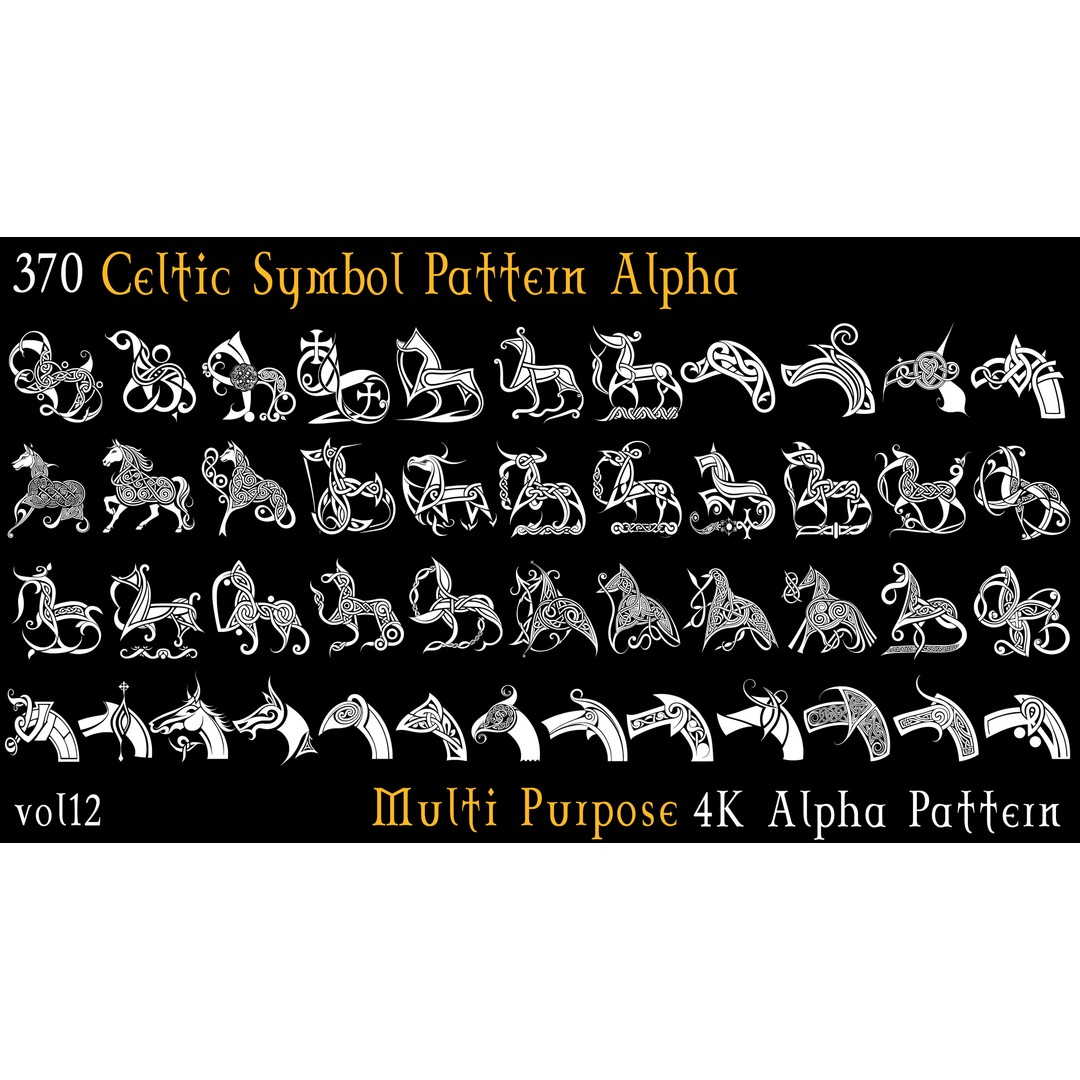 Celtic Symbol Pattern Alpha 3D Model – 370 Alphas, 4k PNGs - View 8