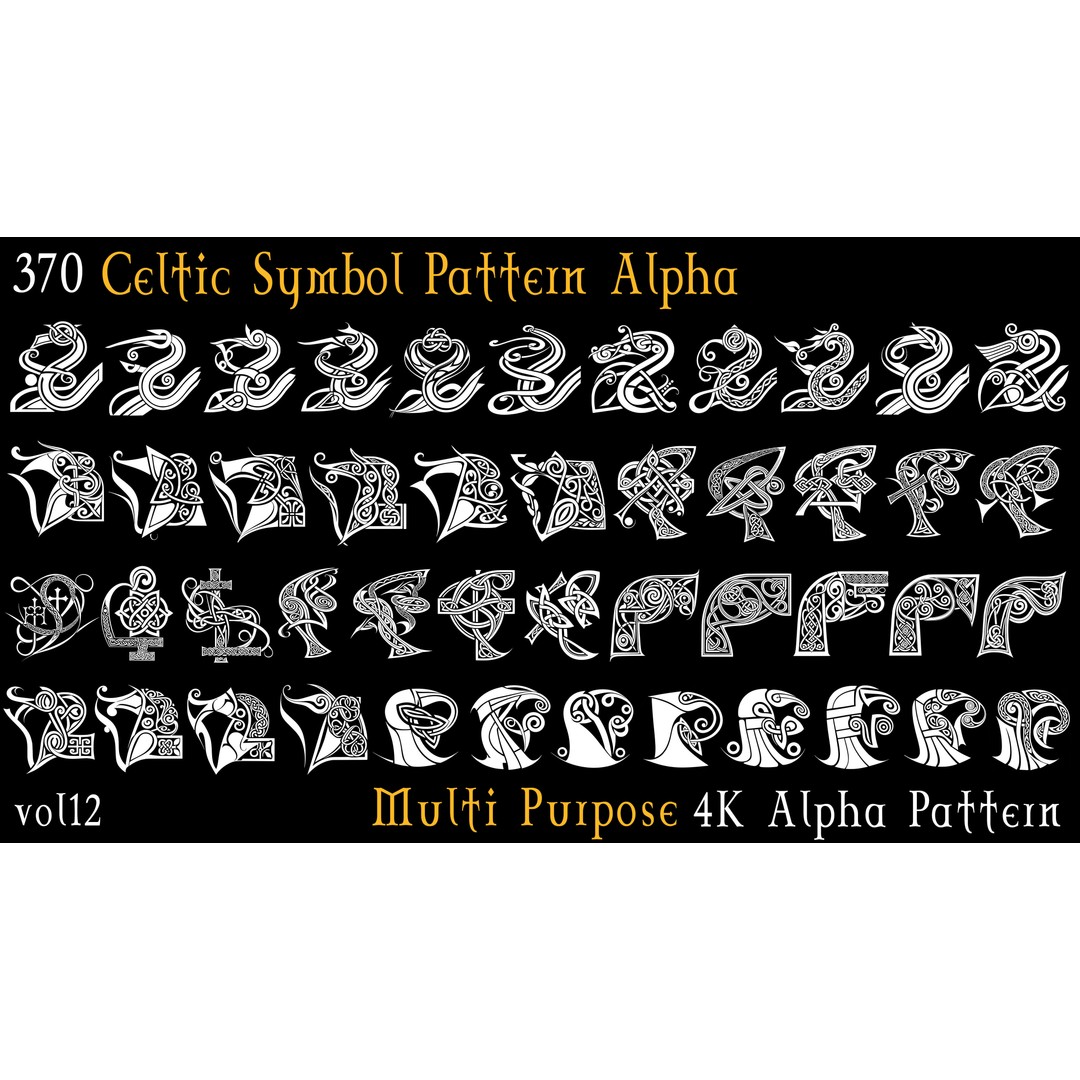 Celtic Symbol Pattern Alpha 3D Model – 370 Alphas, 4k PNGs - View 9
