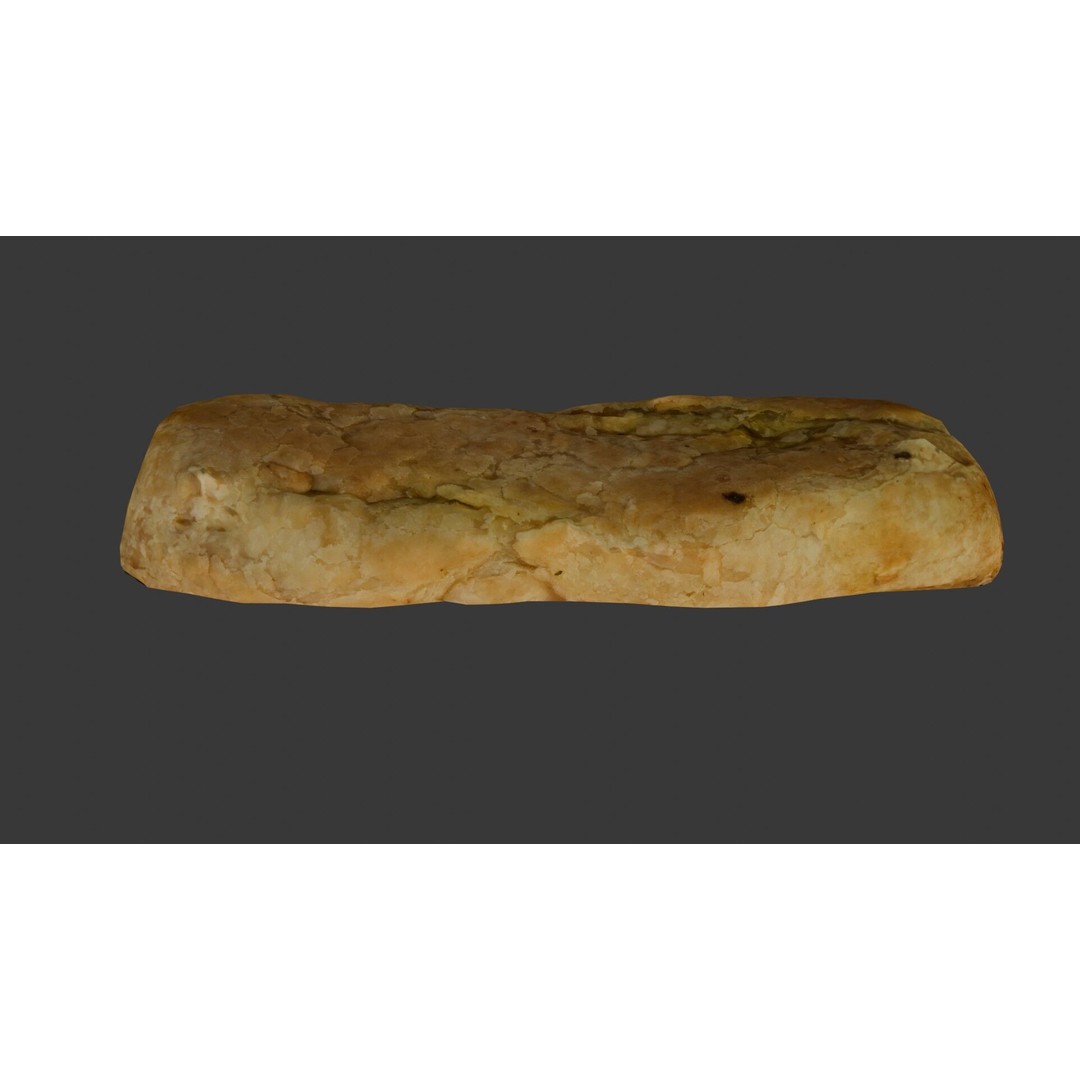 Flaky Pastry Roll 3D Model – Realistic Low-Poly Asset, FBX, OBJ