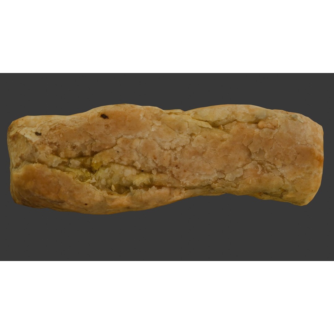 Flaky Pastry Roll 3D Model – Realistic Low-Poly Asset, FBX, OBJ - View 3