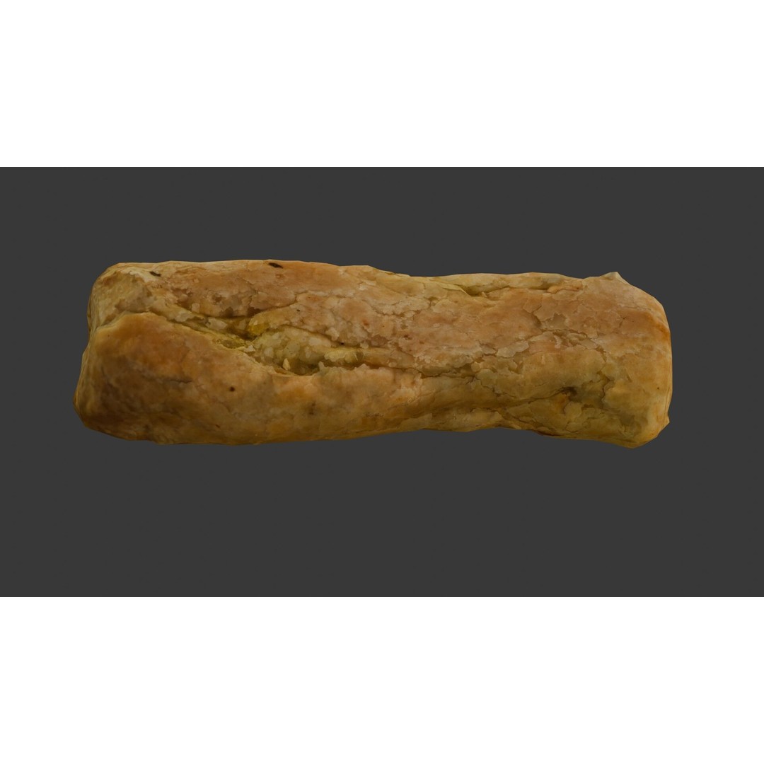 Flaky Pastry Roll 3D Model – Realistic Low-Poly Asset, FBX, OBJ - View 6