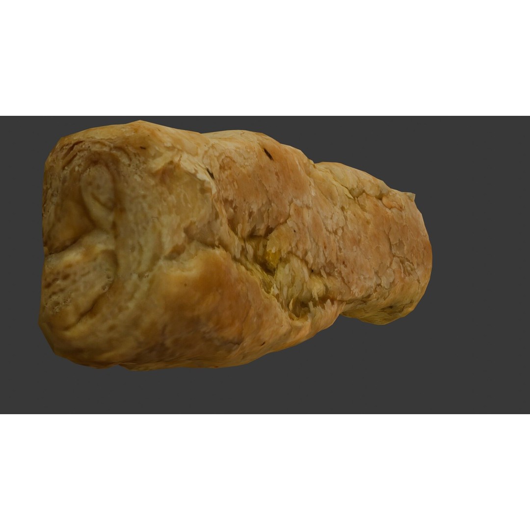 Flaky Pastry Roll 3D Model – Realistic Low-Poly Asset, FBX, OBJ - View 7