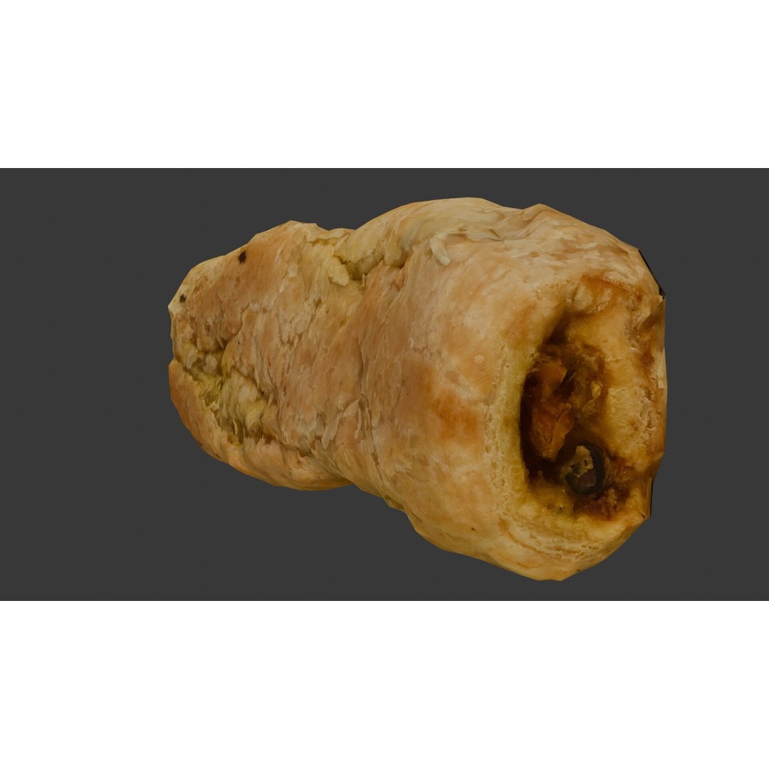 Flaky Pastry Roll 3D Model – Realistic Low-Poly Asset, FBX, OBJ - View 8