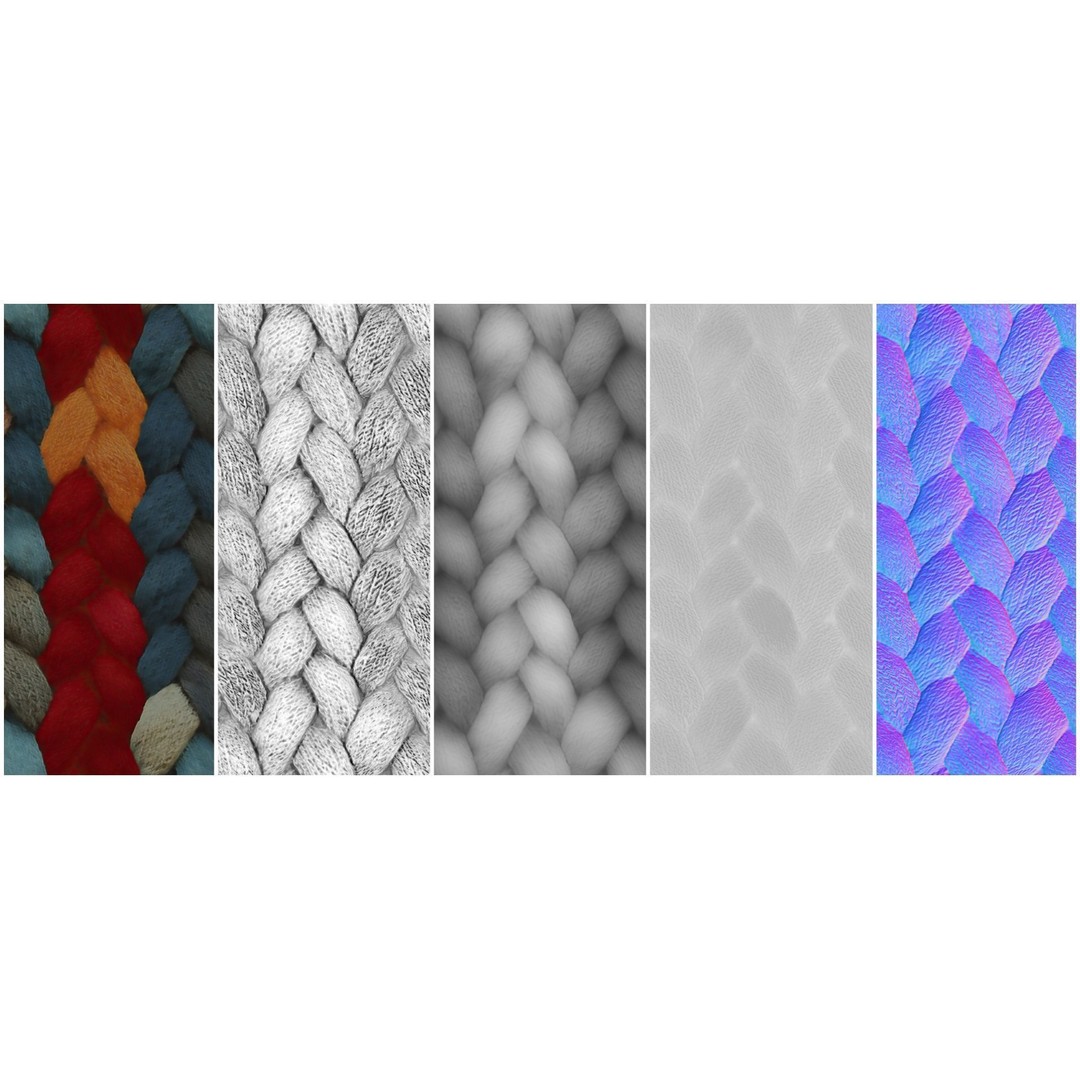 Knitted Fabric 3D Model – PBR 4K Seamless Textures, PNG - View 3