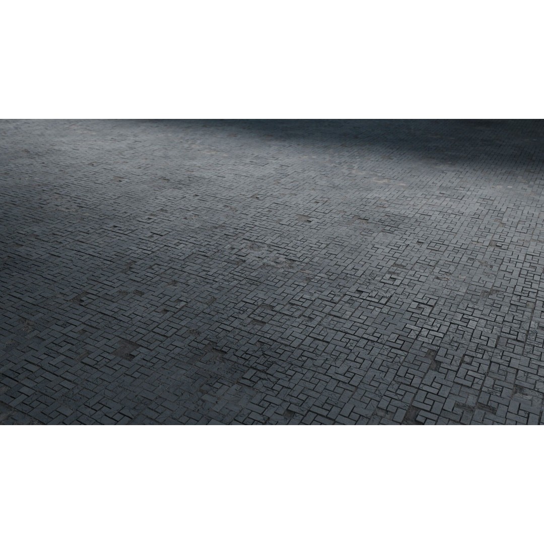 Basket Weave Stone Pavers 3D Model – Seamless PBR Texture, Game Ready - View 3