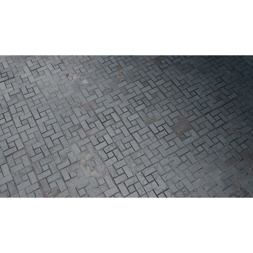 Basket Weave Stone Pavers 3D Model – Seamless PBR Texture, Game Ready - View 4