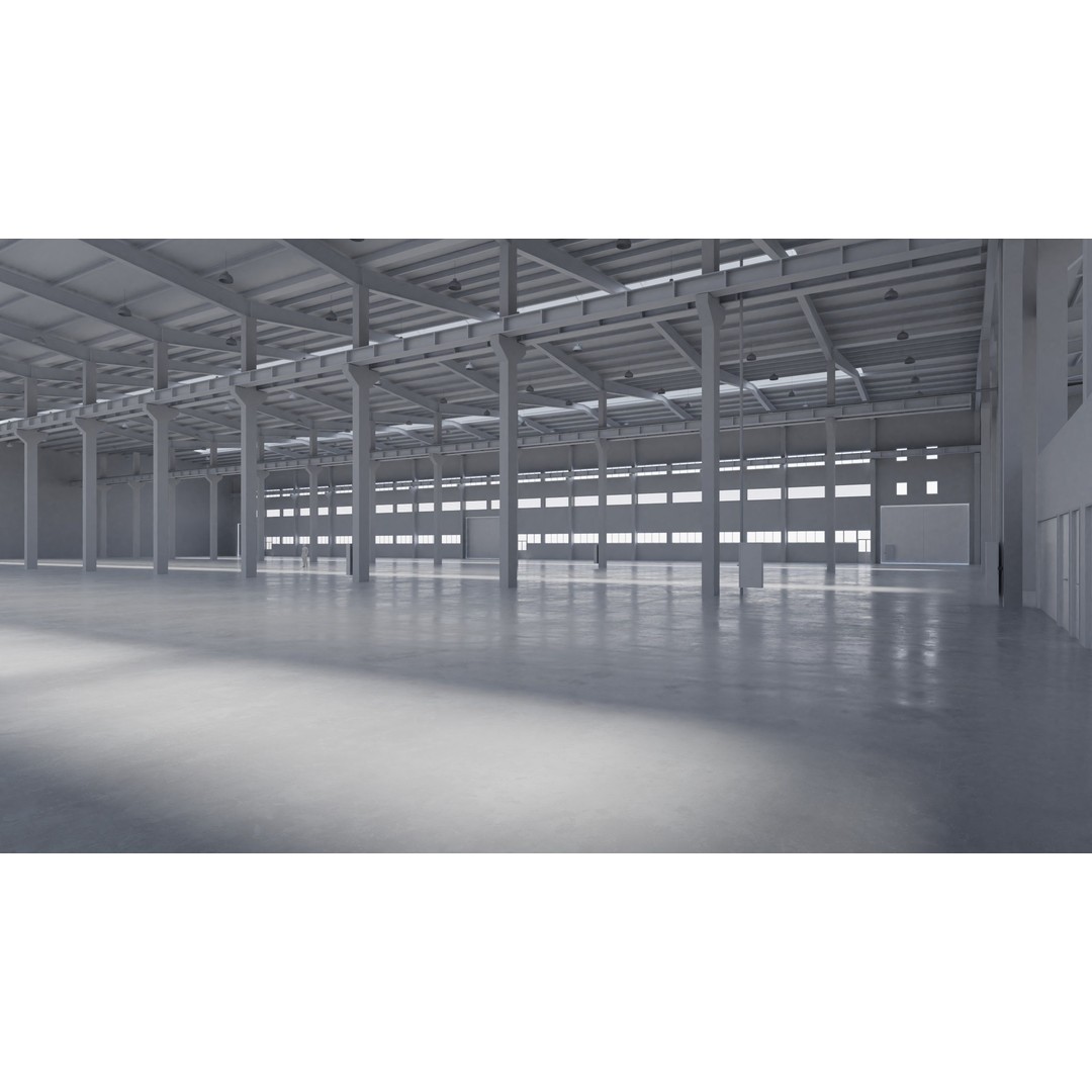 Factory Hall Interior 3D Model – Low Poly Game Asset, FBX, OBJ - View 3