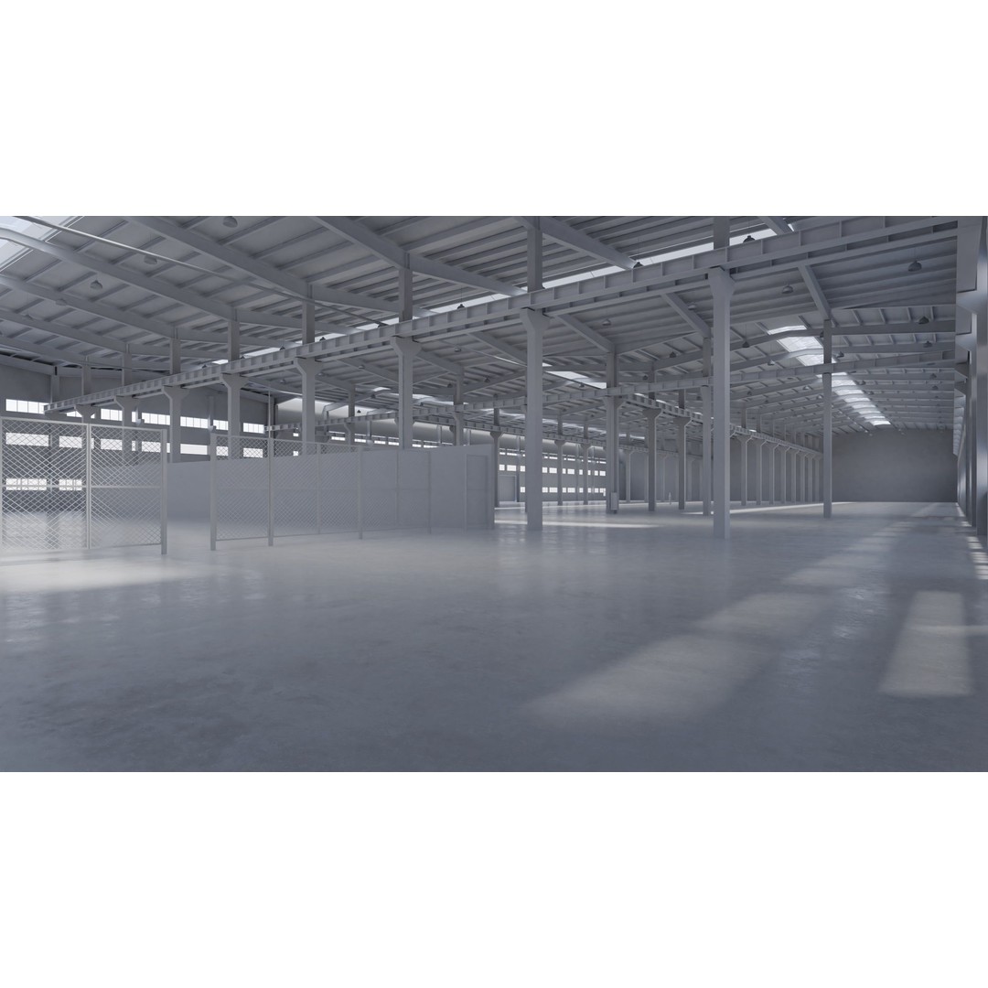 Factory Hall Interior 3D Model – Low Poly Game Asset, FBX, OBJ - View 5