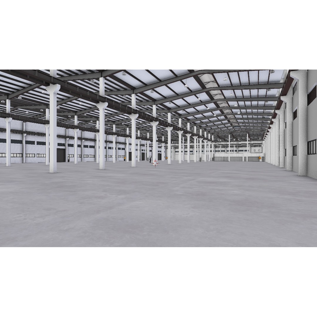 Factory Hall Interior 3D Model – Low Poly Game Asset, FBX, OBJ - View 7