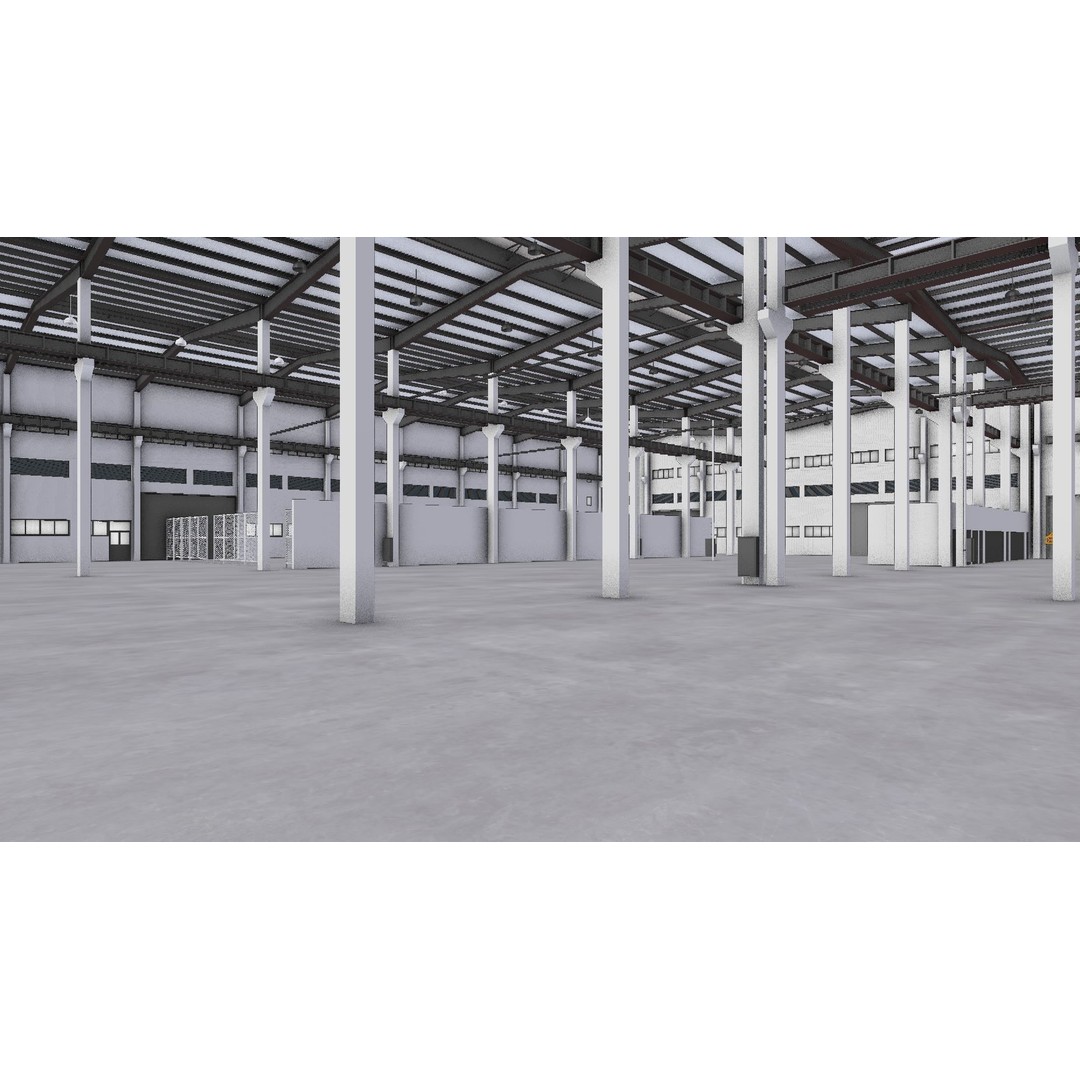 Factory Hall Interior 3D Model – Low Poly Game Asset, FBX, OBJ - View 8